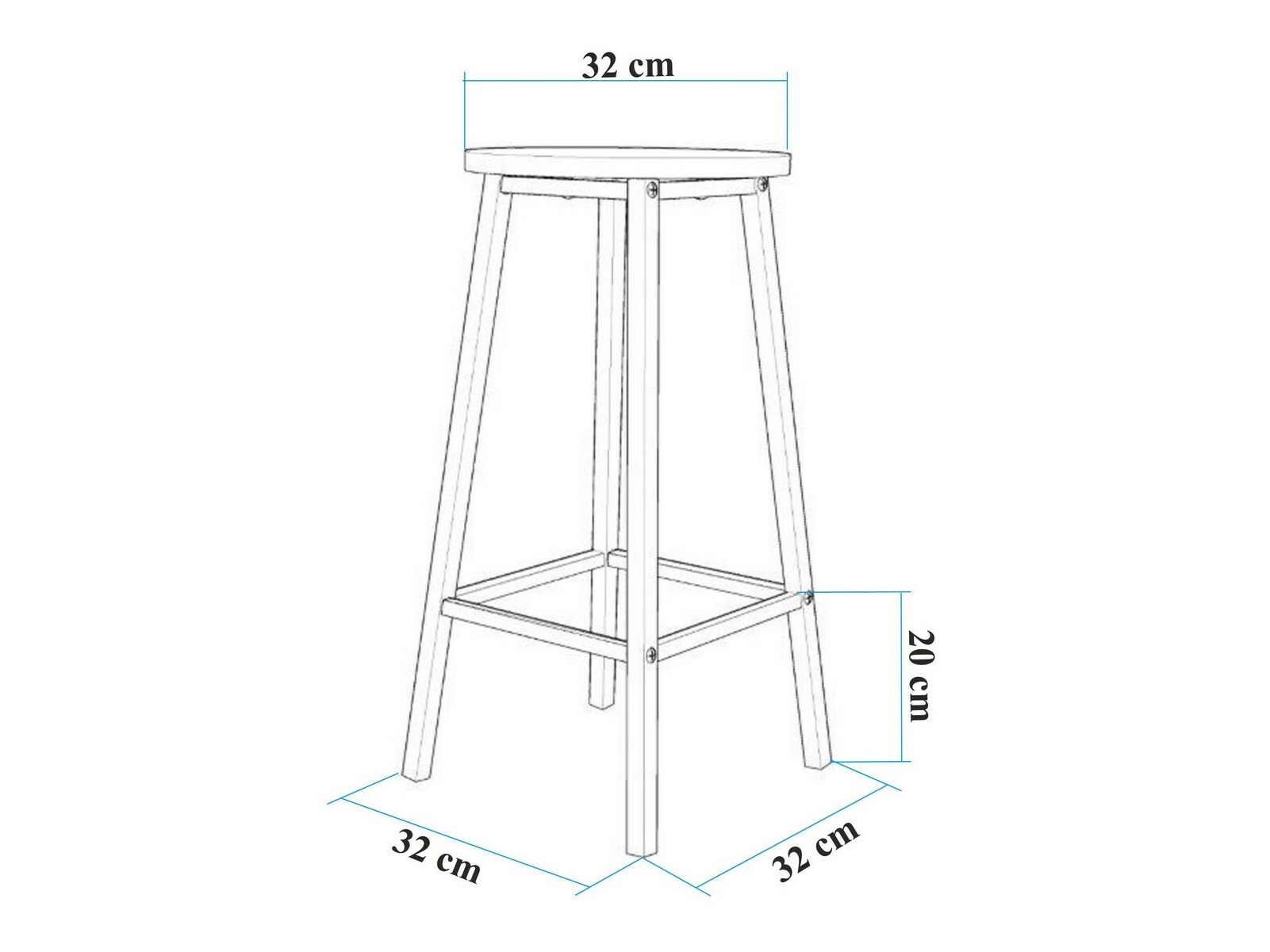 Srednje visok barski stol Kailua 2462 (Črna + Temen les)