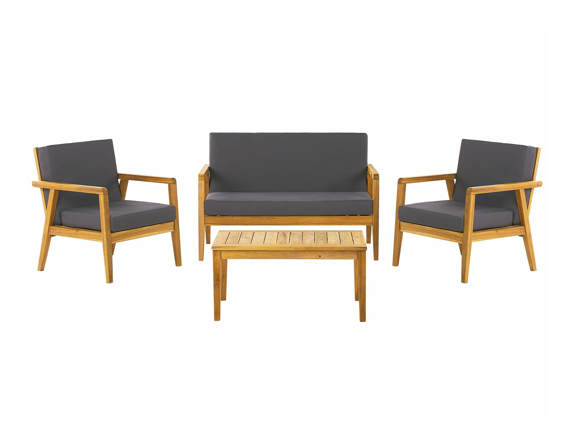 Komplet vrtnega pohištva Berwyn 2592 (Svetel les + Temno siva)