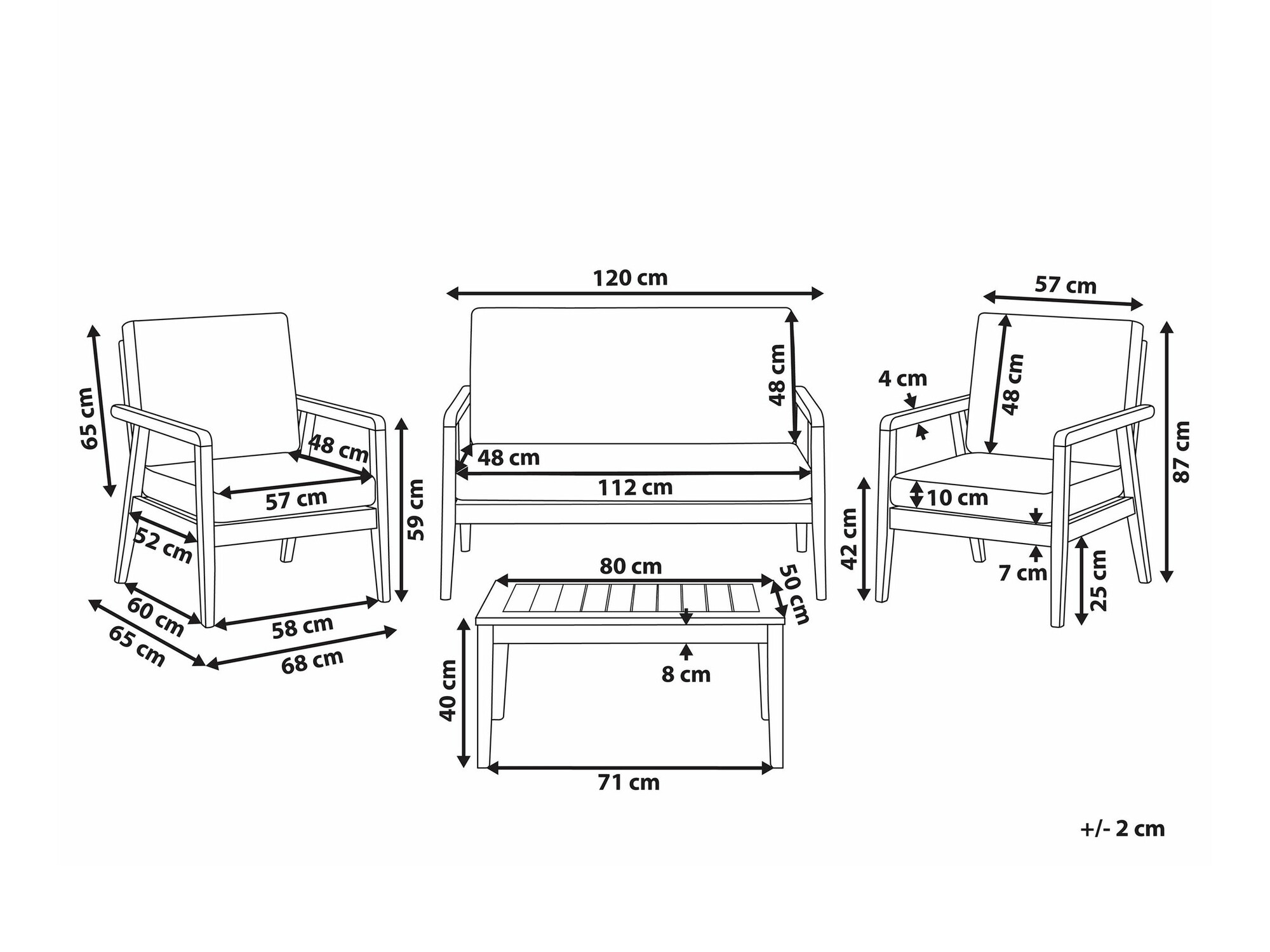 Komplet vrtnega pohištva Berwyn 2592 (Svetel les + Temno siva)