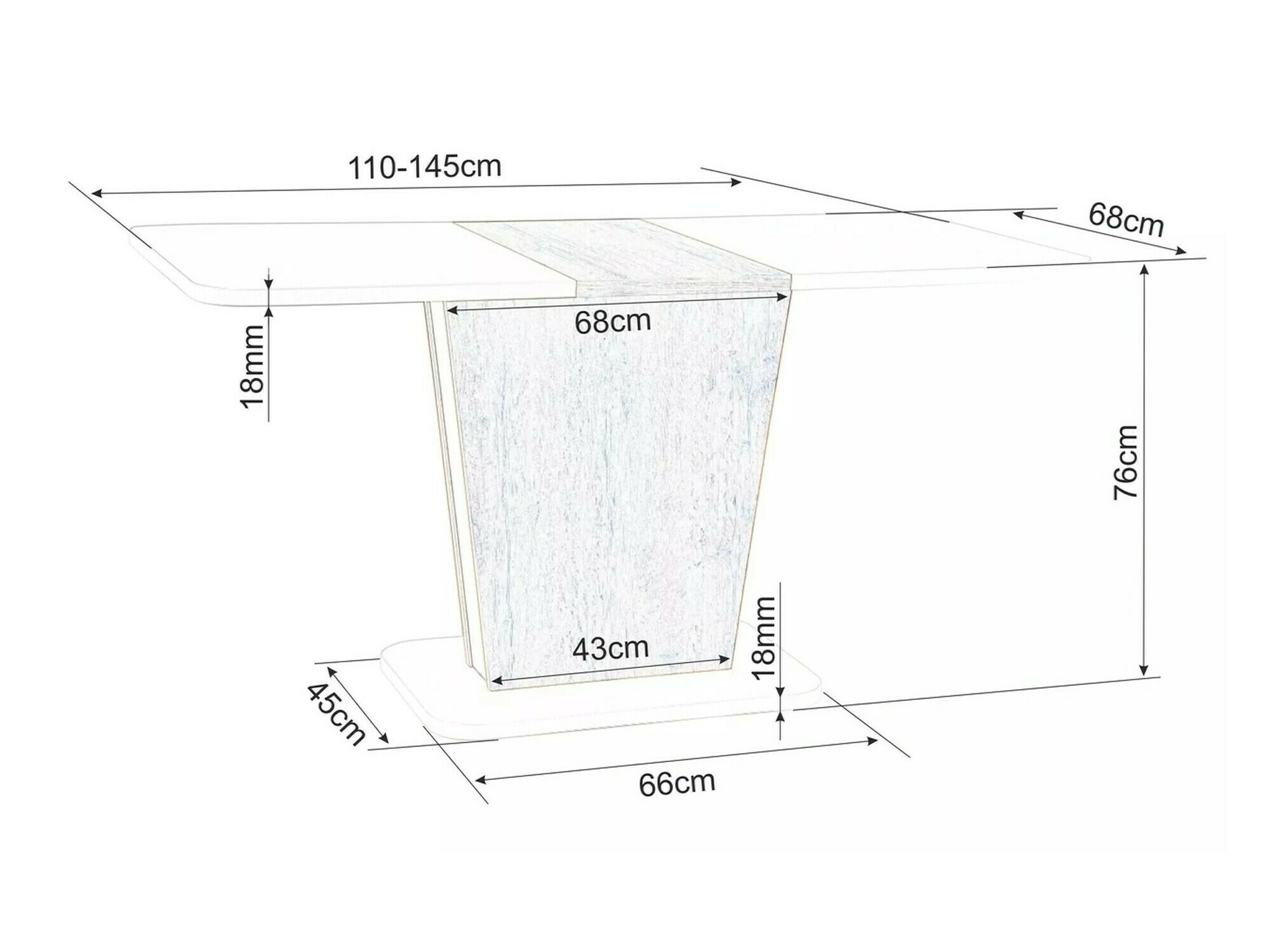 Miza Detroit 322 (Kašmir + Hrast)