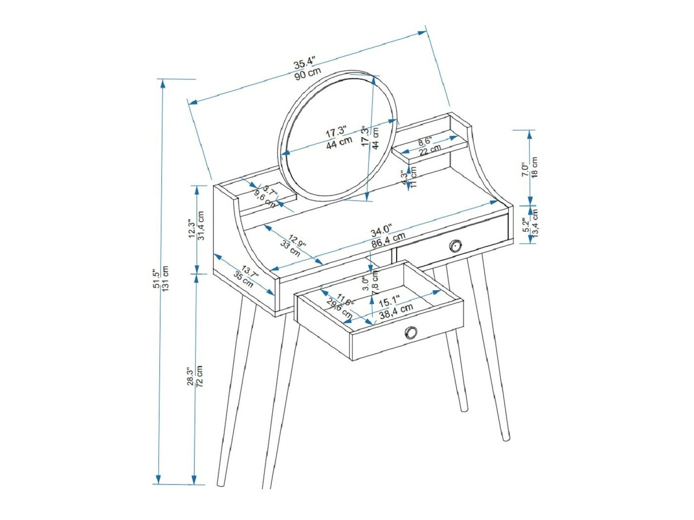 Toaletna mizica Kailua 2465
