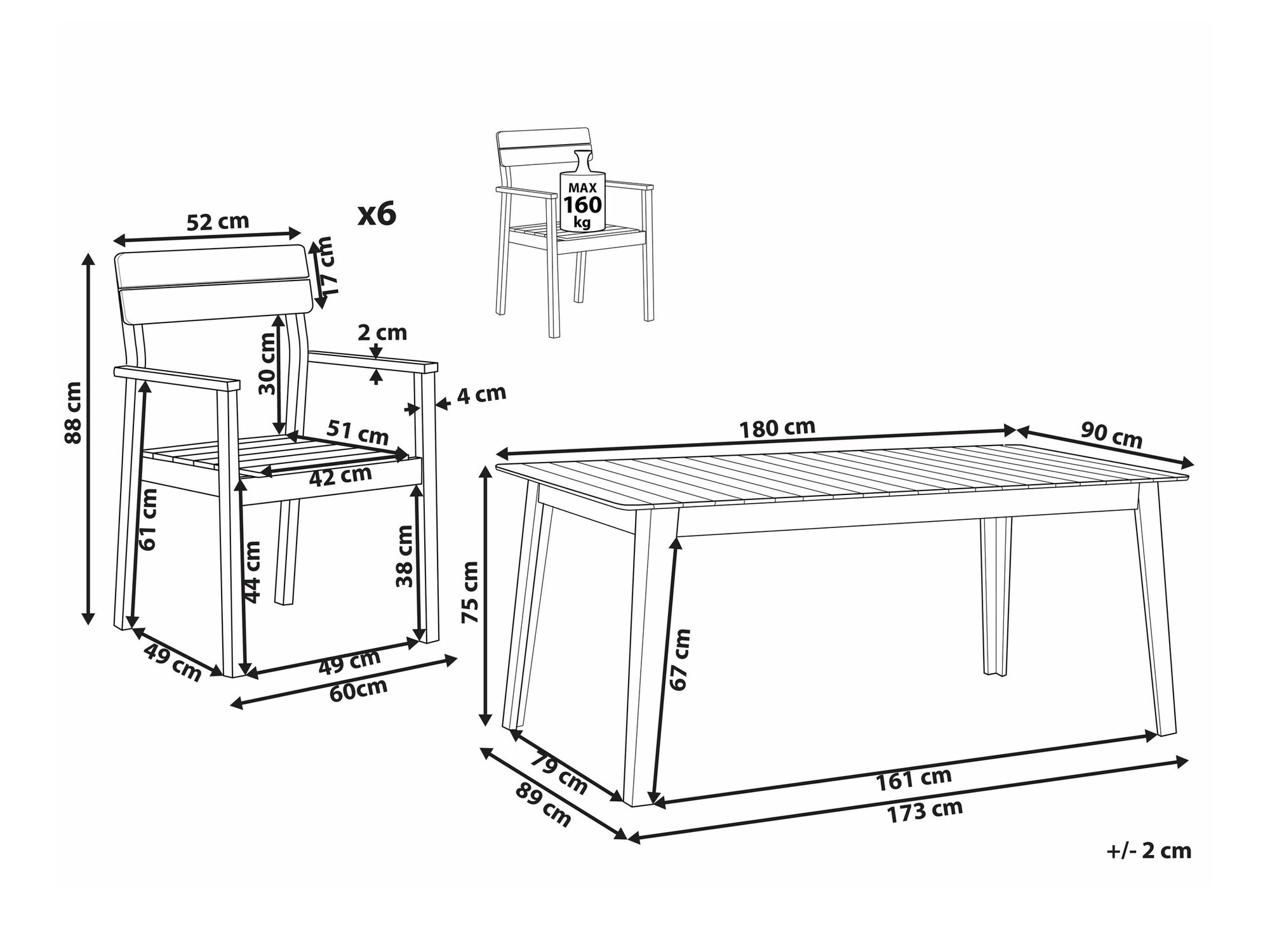 Komplet mize in stolov Berwyn 2597