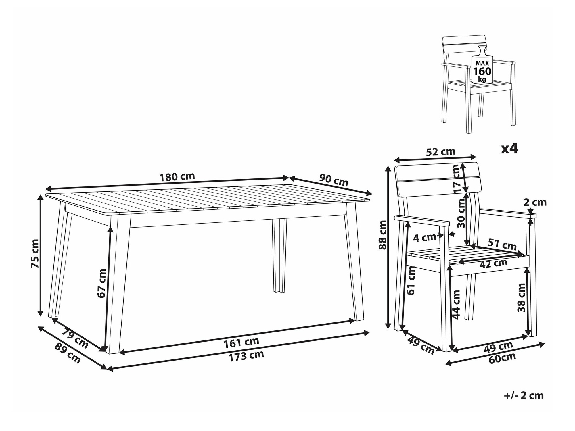 Komplet mize in stolov Berwyn 2599