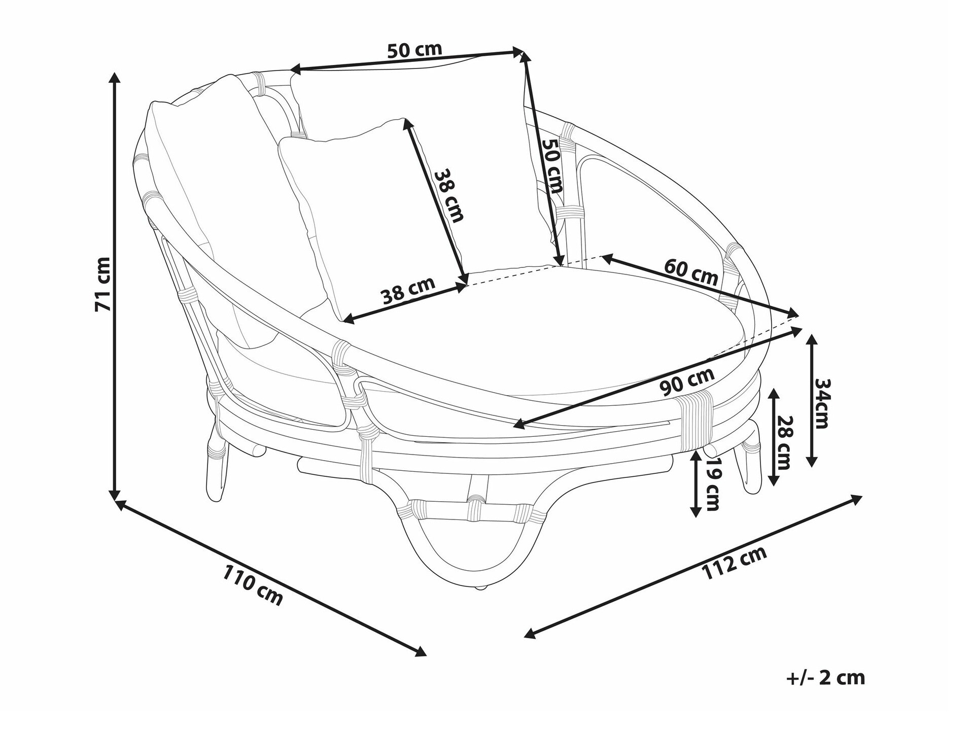 Vrtni fotelj Berwyn 2600 (Črna)