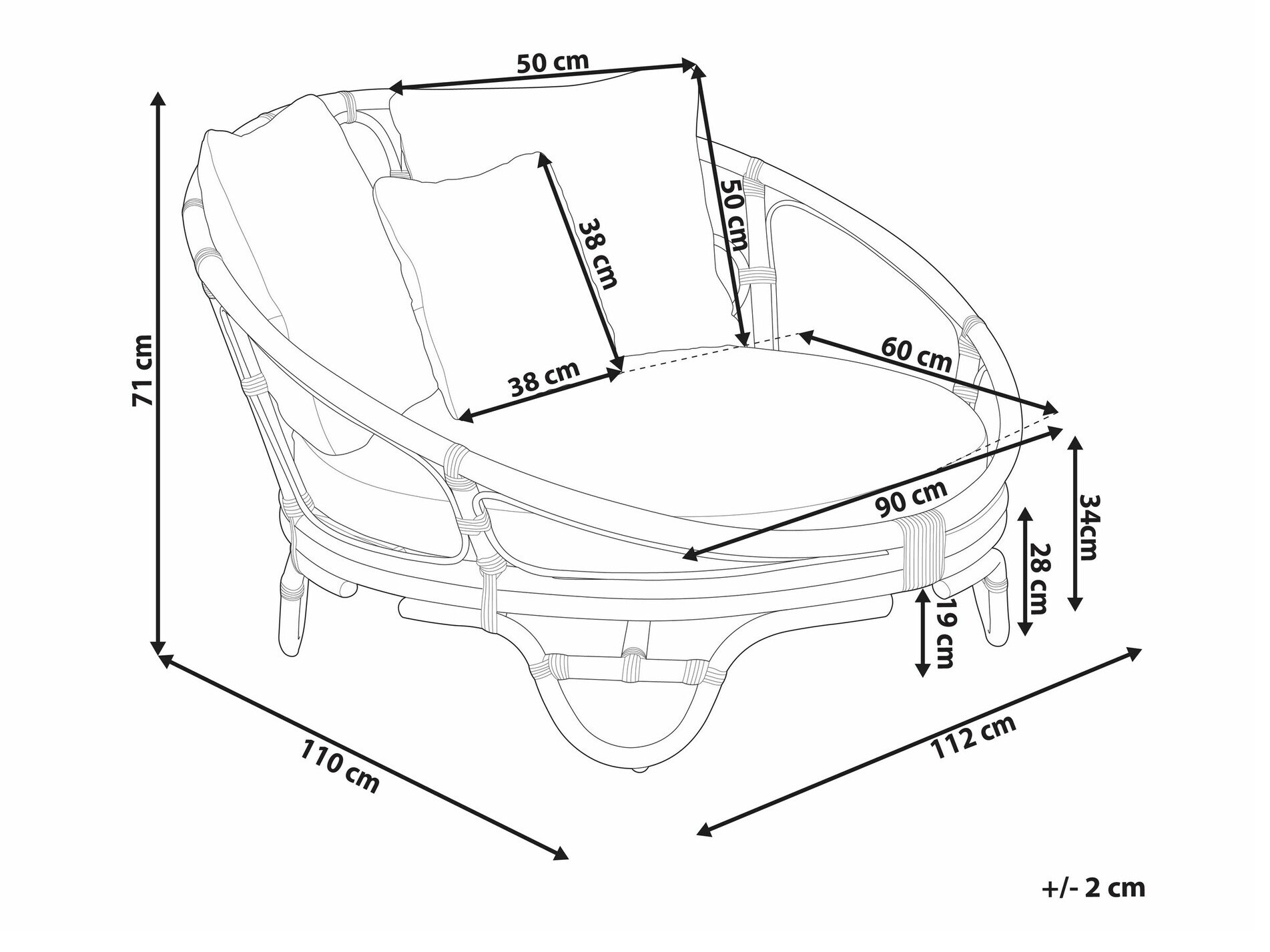 Vrtni fotelj Berwyn 2600 (Svetlo rjava)