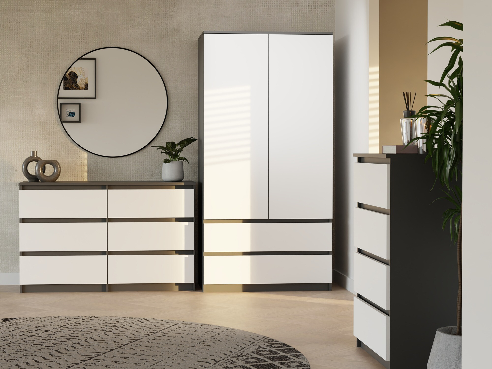 Komoda Elbvelu 103 (Antracit + Bela)