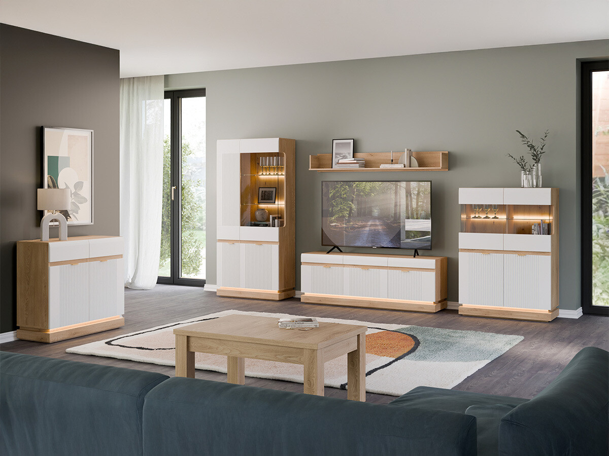 Komoda Teselbu 102 (Bela + Hrast)