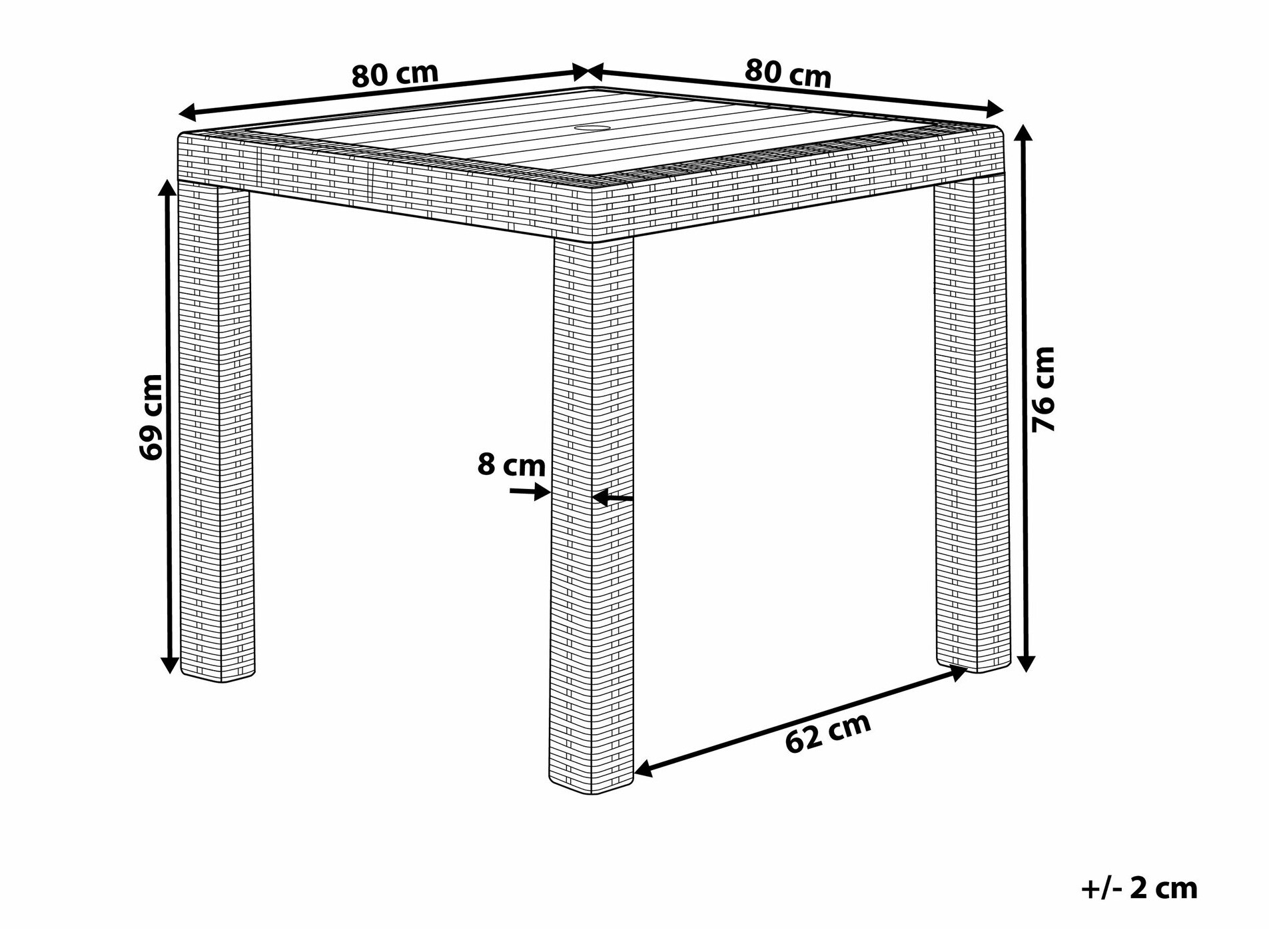 Vrtna miza Berwyn 2603 (Bela)