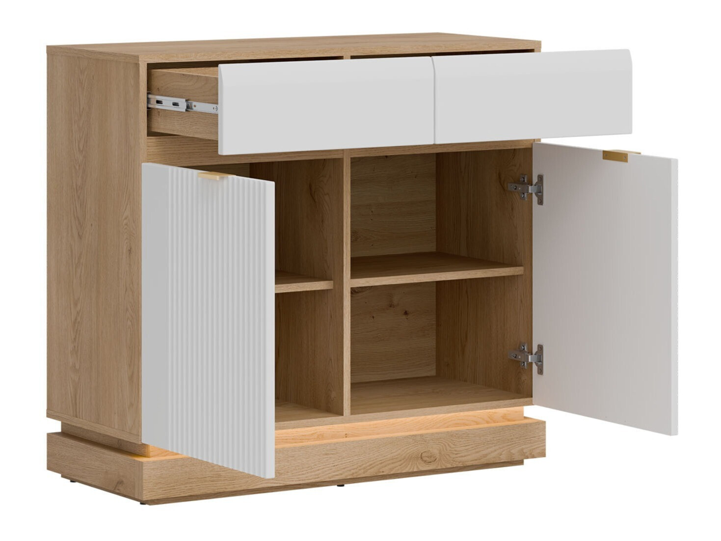 Komoda Teselbu 102 (Bela + Hrast)