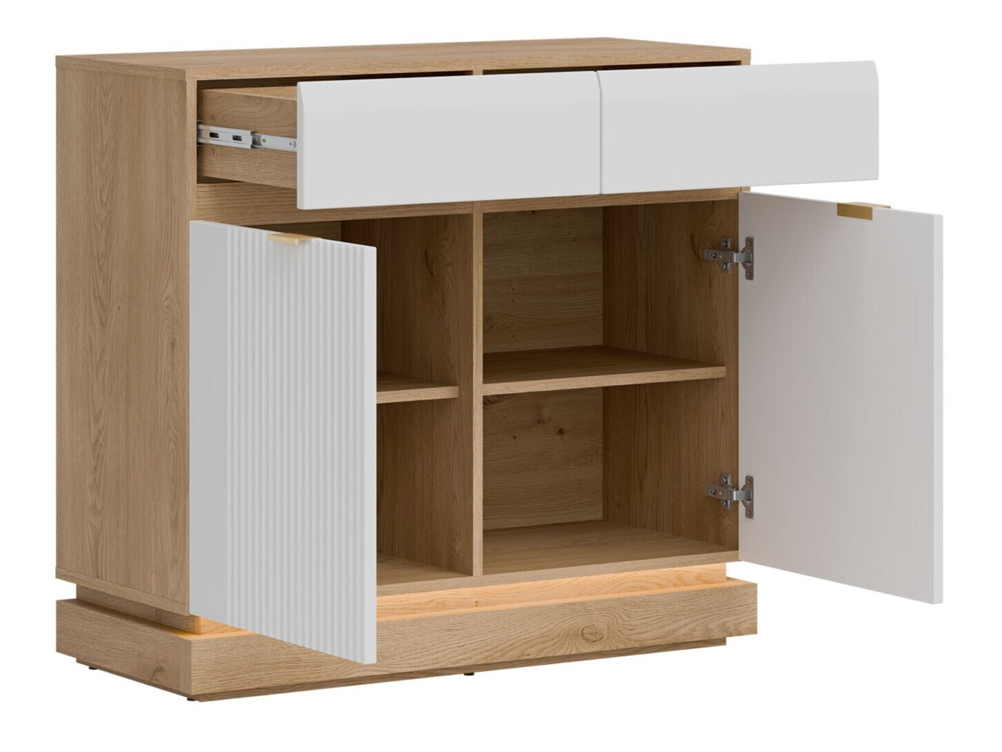 Komoda Teselbu 102 (Bela + Hrast)