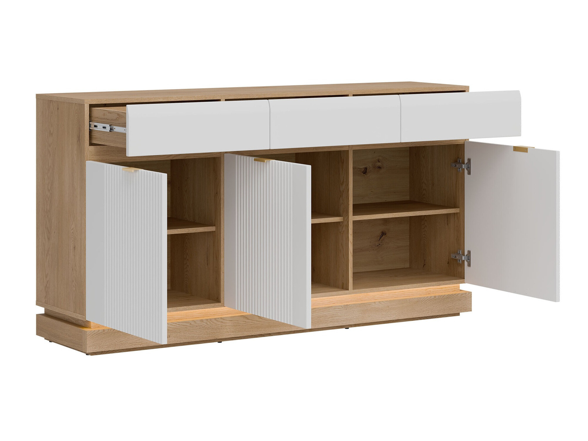 Komoda Teselbu 104 (Bela + Hrast)