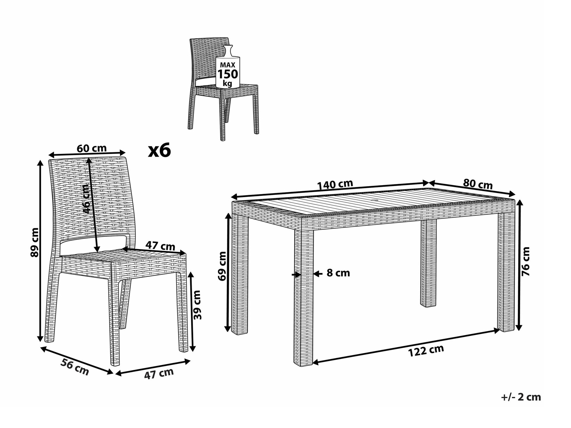 Komplet mize in stolov Berwyn 2607 (Svetlo siva)