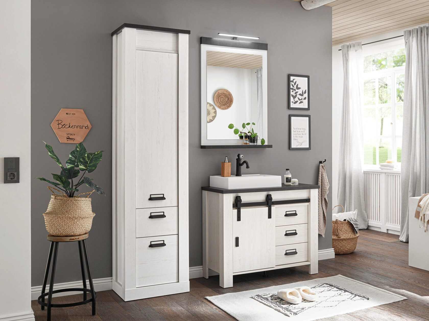 Kopalniško ogledalo Cirtale 135 (Beljen bor + Antracit)