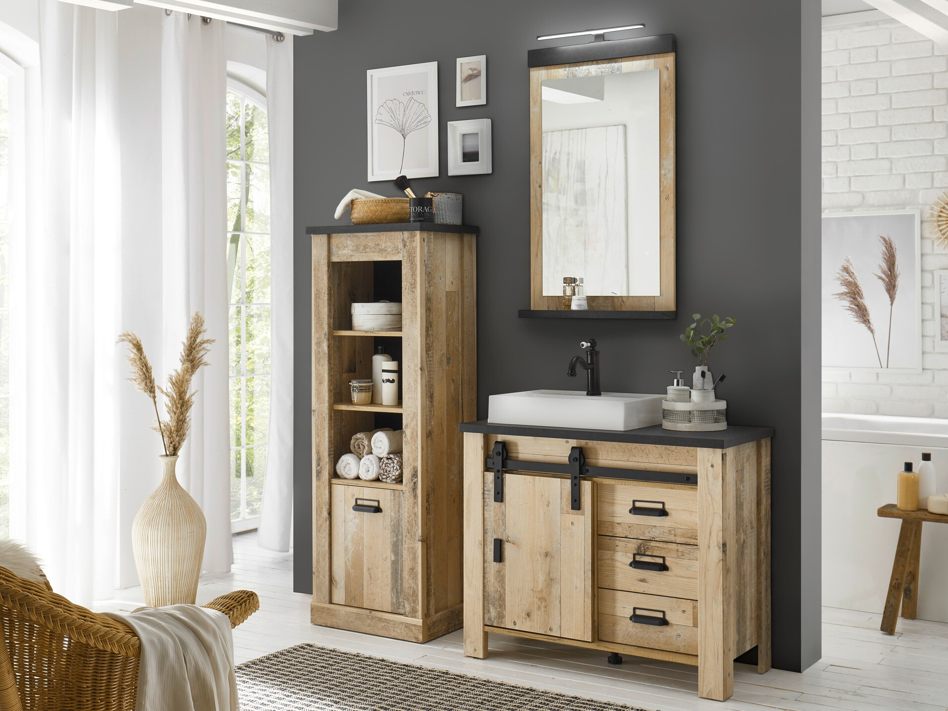 Kopalniško ogledalo Cirtale 135 (Rustikalen les + Antracit)