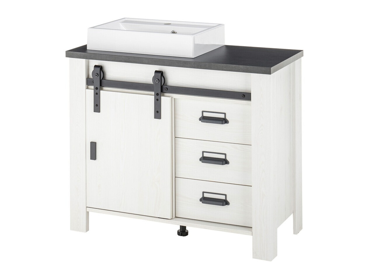 Prostostoječa kopalniška omarica za umivalnik Cirtale 133 (Beljen bor + Antracit)