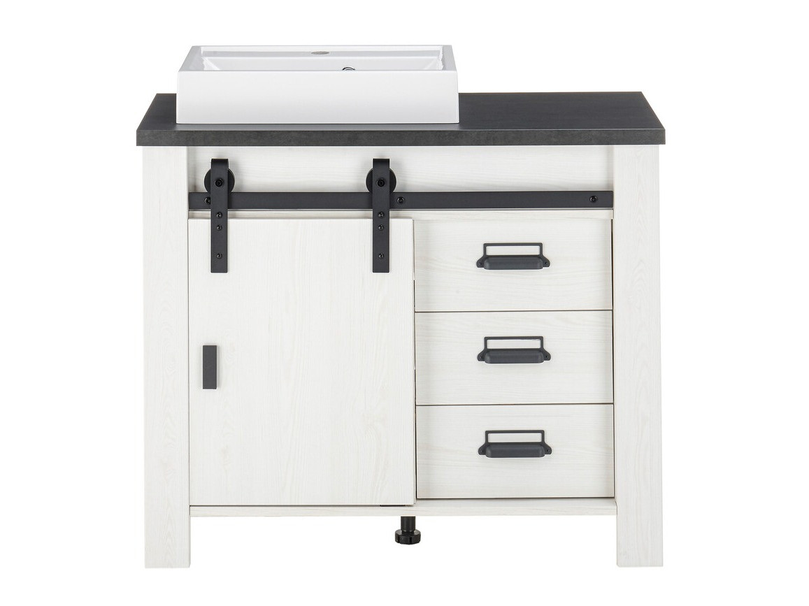 Prostostoječa kopalniška omarica za umivalnik Cirtale 133 (Beljen bor + Antracit)