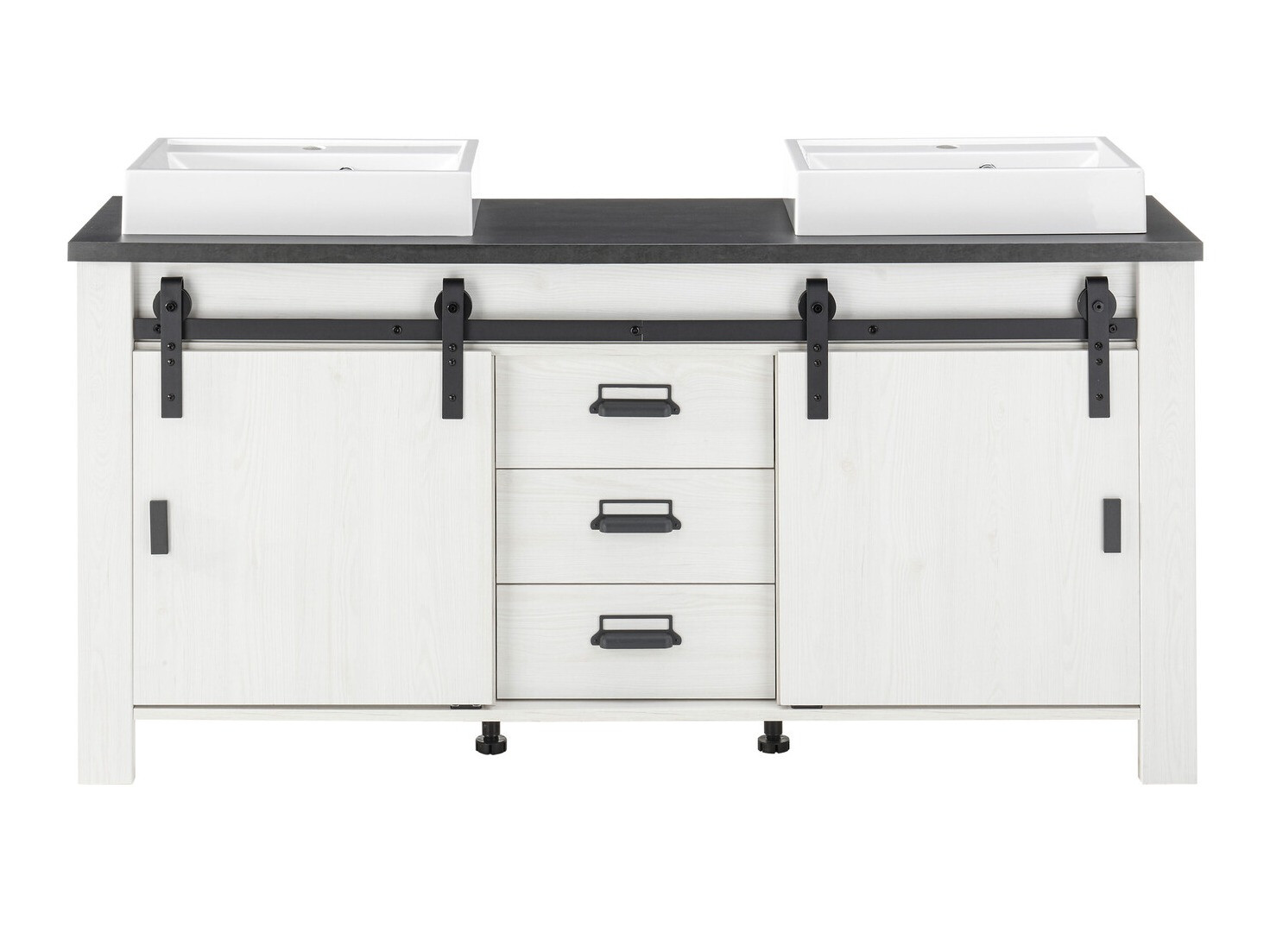 Prostostoječa kopalniška omarica za umivalnik Cirtale 134 (Beljen bor + Antracit)