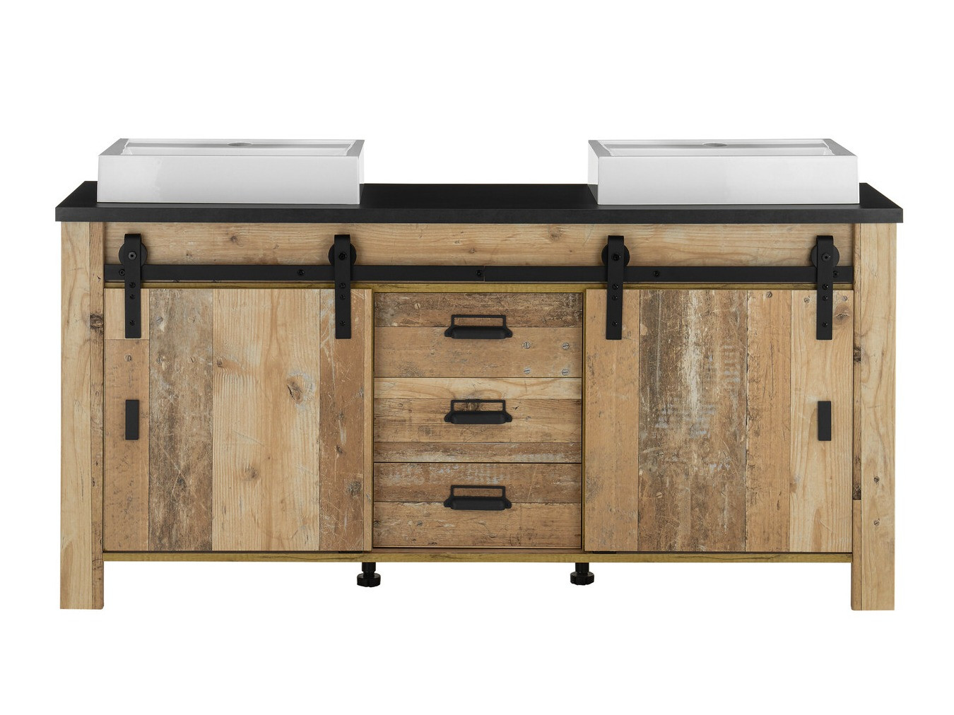 Prostostoječa kopalniška omarica za umivalnik Cirtale 134 (Rustikalen les + Antracit)