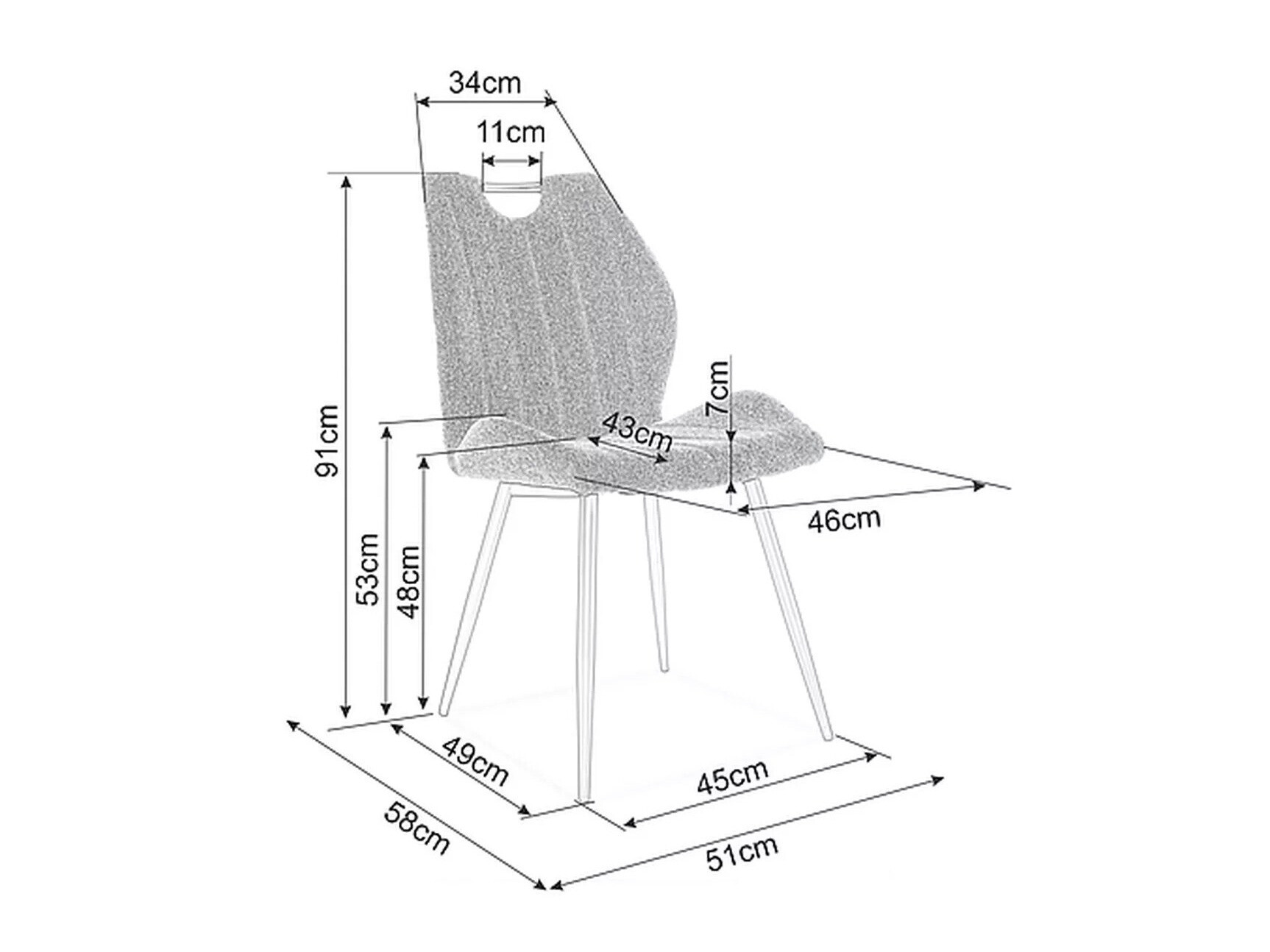 Stol Detroit 735 (Temno siva)