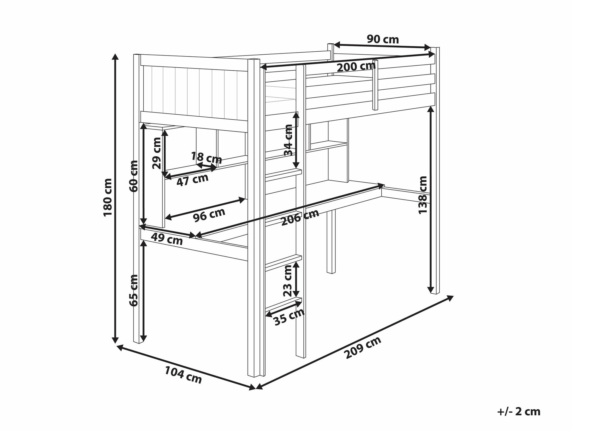 Visoka postelja Berwyn 2614 (Siva)