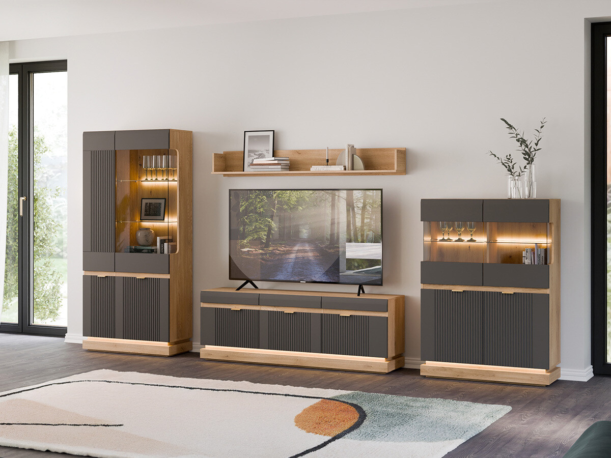 Dnevni prostor Teselbu 116 (Antracit + Hrast)