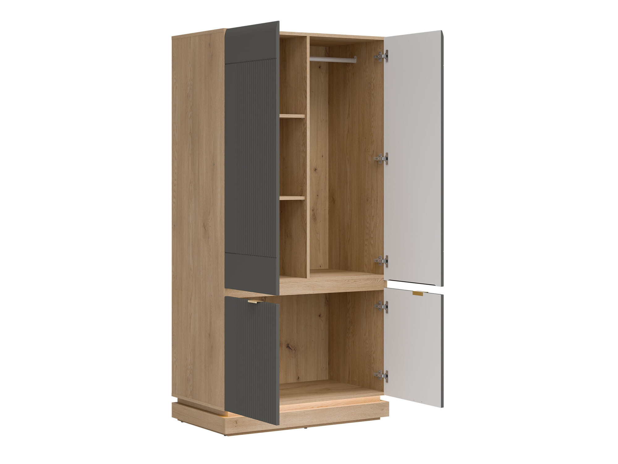 Garderobna omara Teselbu 113 (Siva + Hrast)