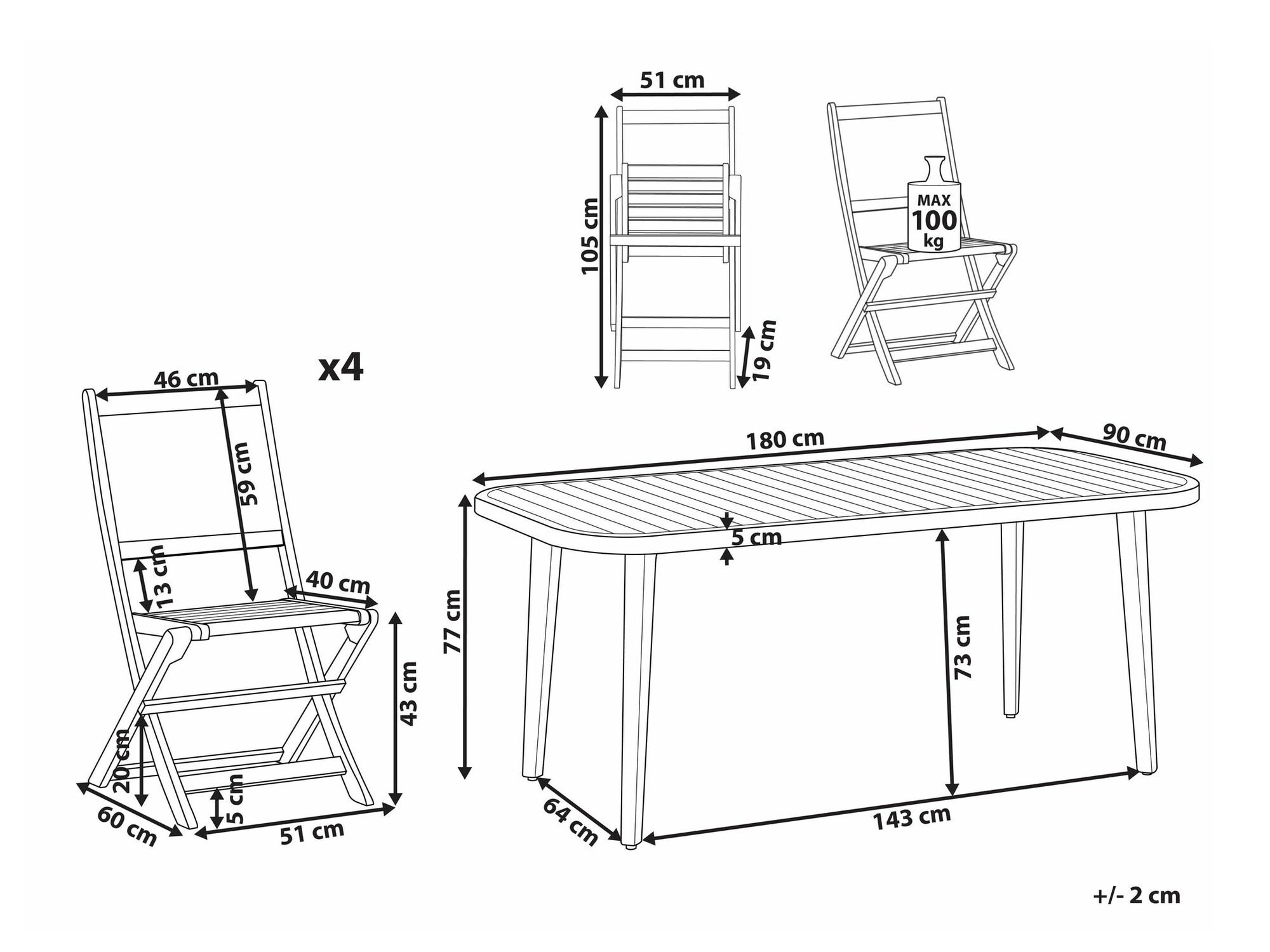 Komplet mize in stolov Berwyn 2623