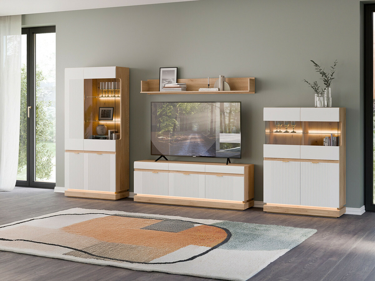 Komplet za dnevno sobo Teselbu 116 (Bela + Hrast)