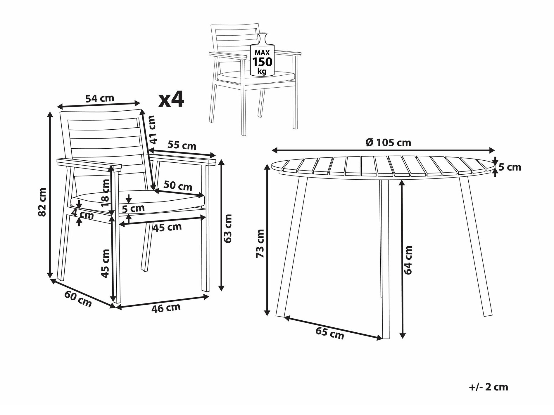 Komplet mize in stolov Berwyn 2629 (Bež)