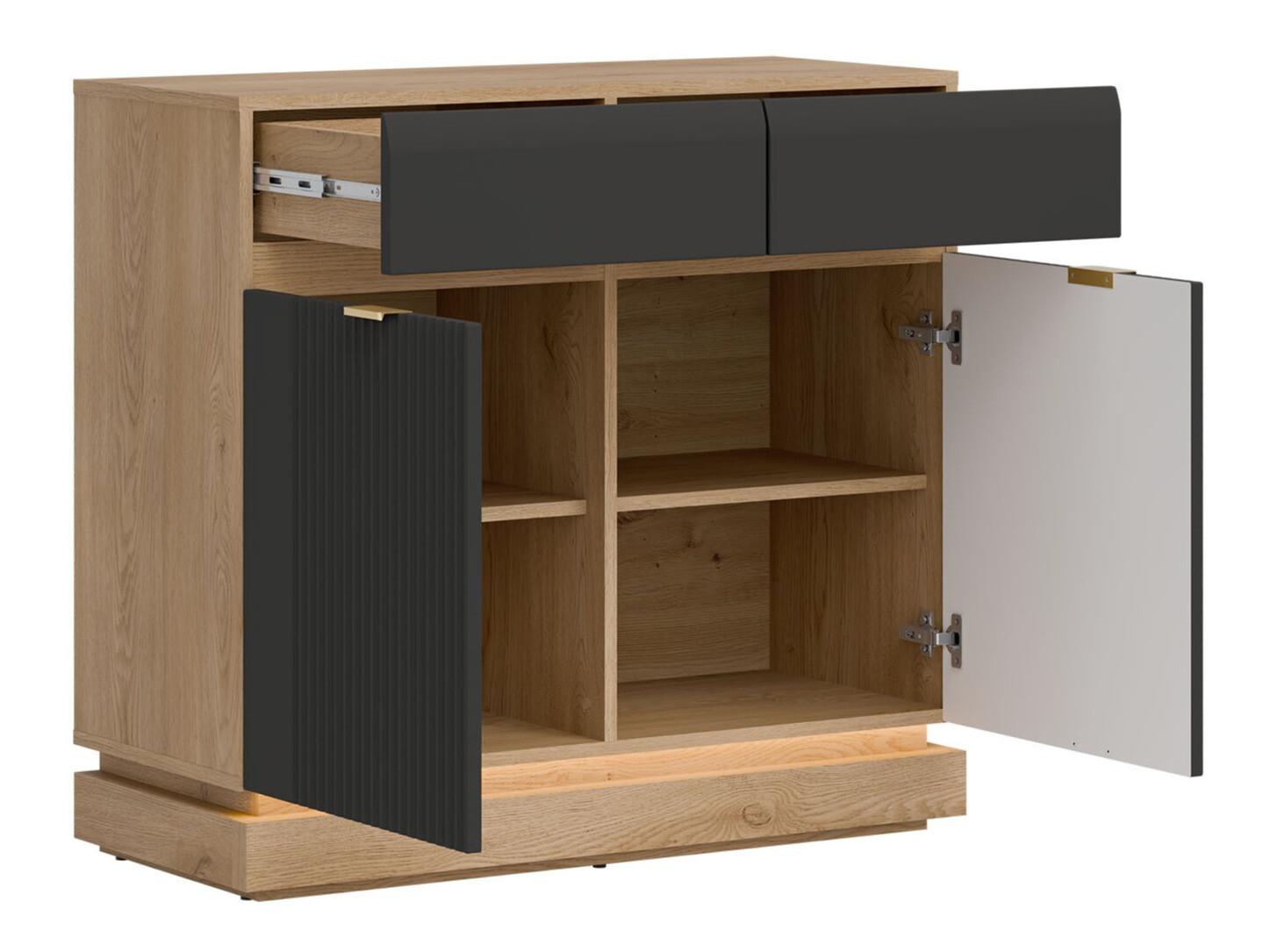 Komplet pohištva za spalnico Teselbu 117 (Antracit + Hrast)