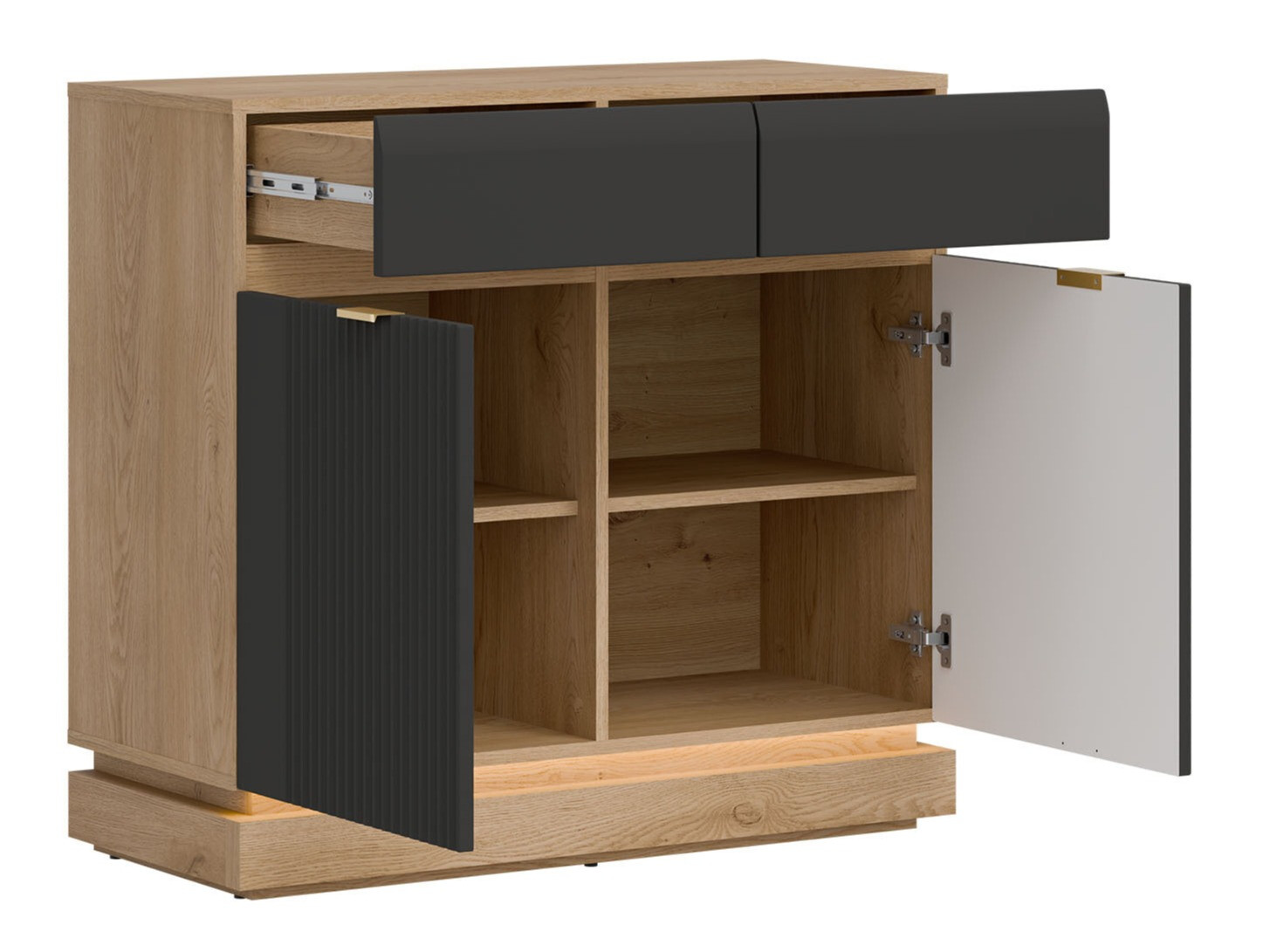 Komplet spalnic Teselbu 117 (Antracit + Hrast)