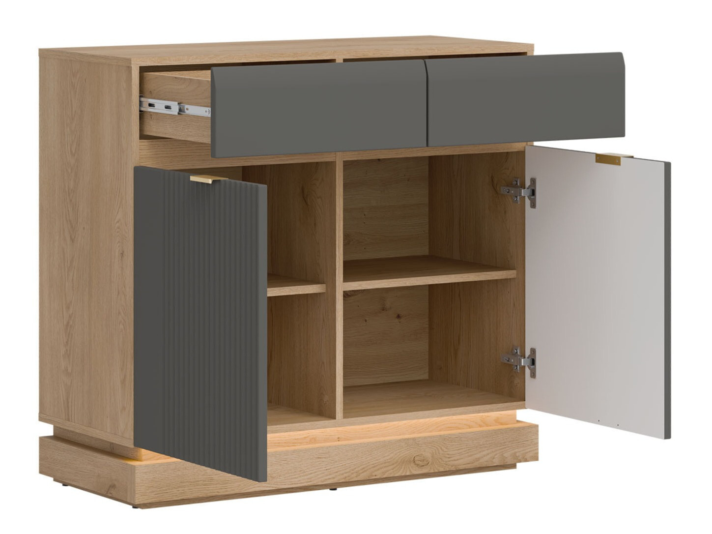 Komplet spalnic Teselbu 117 (Siva + Hrast)