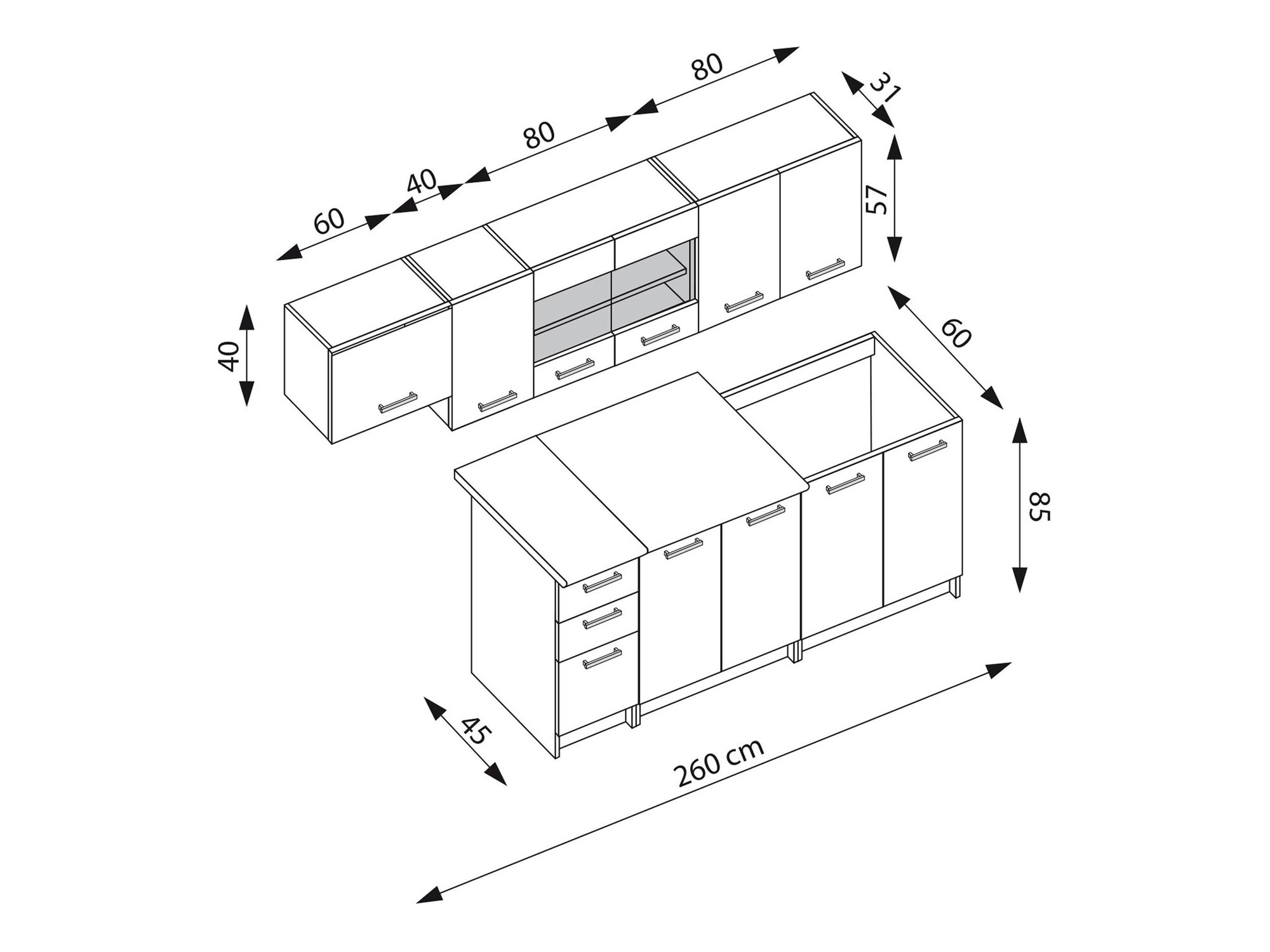 Kuhinjski blok Houston 1182 (Kašmir + Hrast)