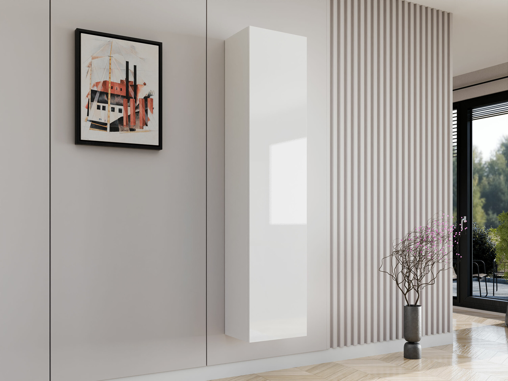 Stenska polica Vilrin II (Bela + Sijaj bela)