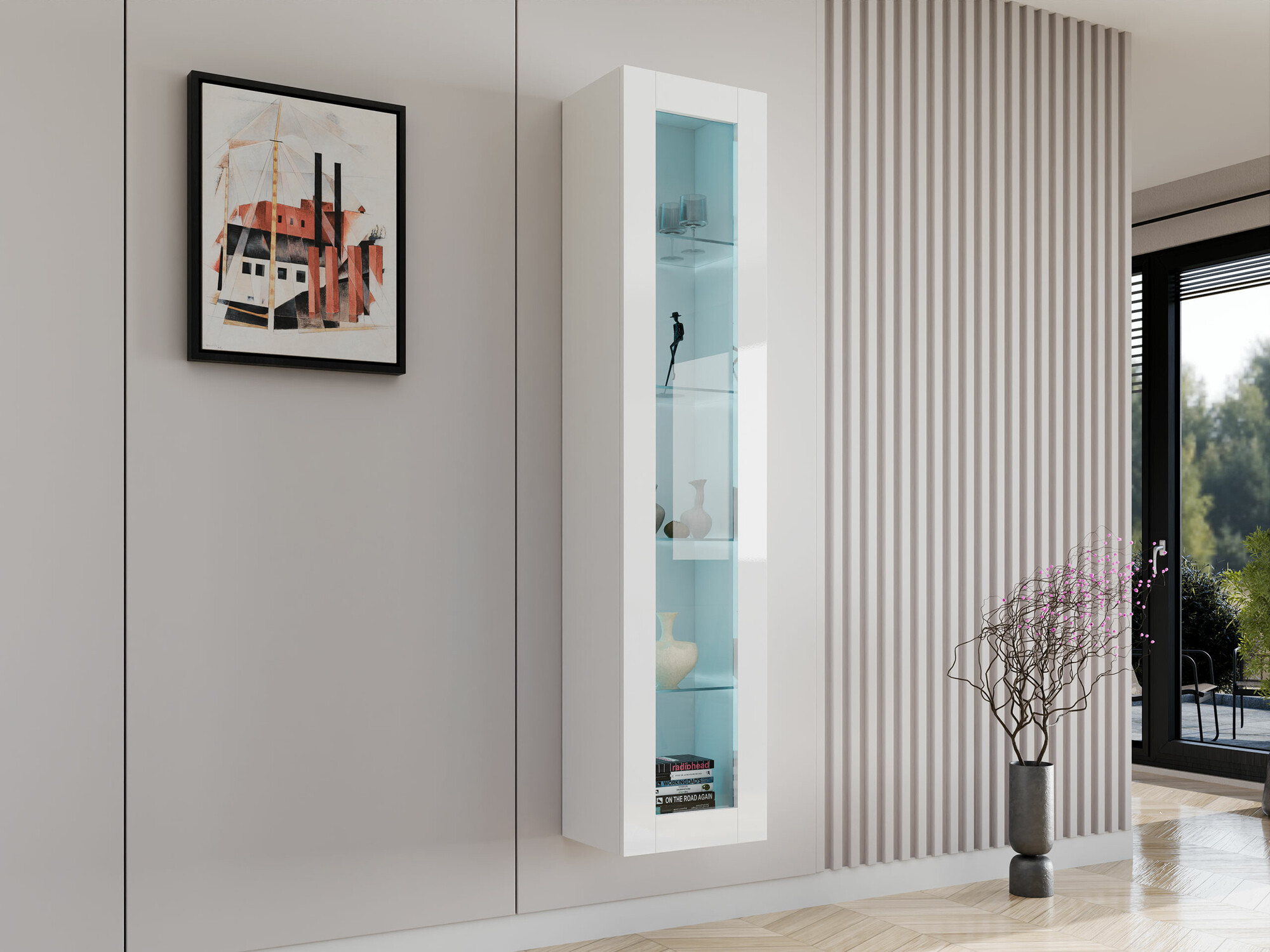 Stenska polica Vilrin IV (Bela + Sijaj bela)