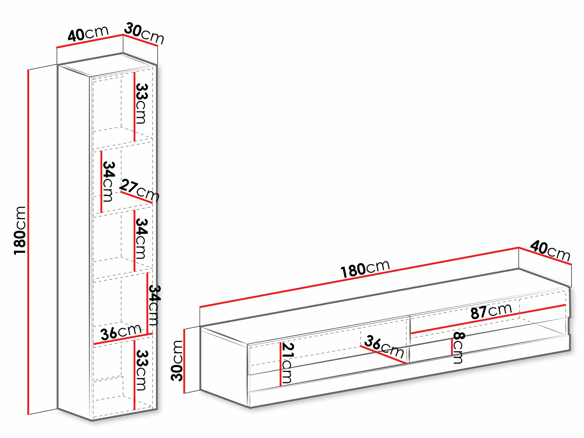 Dnevni prostor Venenou 114 (Črna + Sijaj črna)