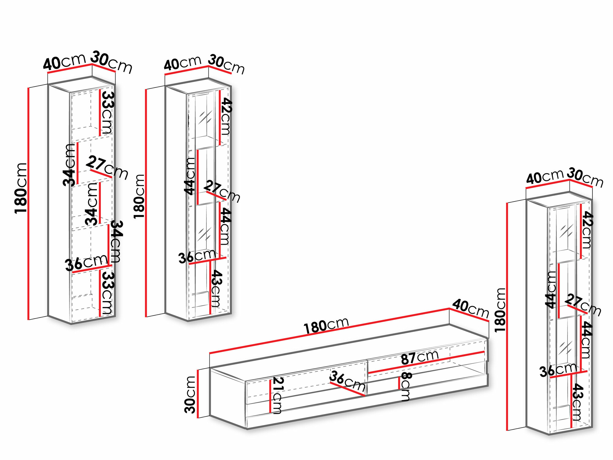 Dnevni prostor Venenou 116 (Bela + Sijaj bela)
