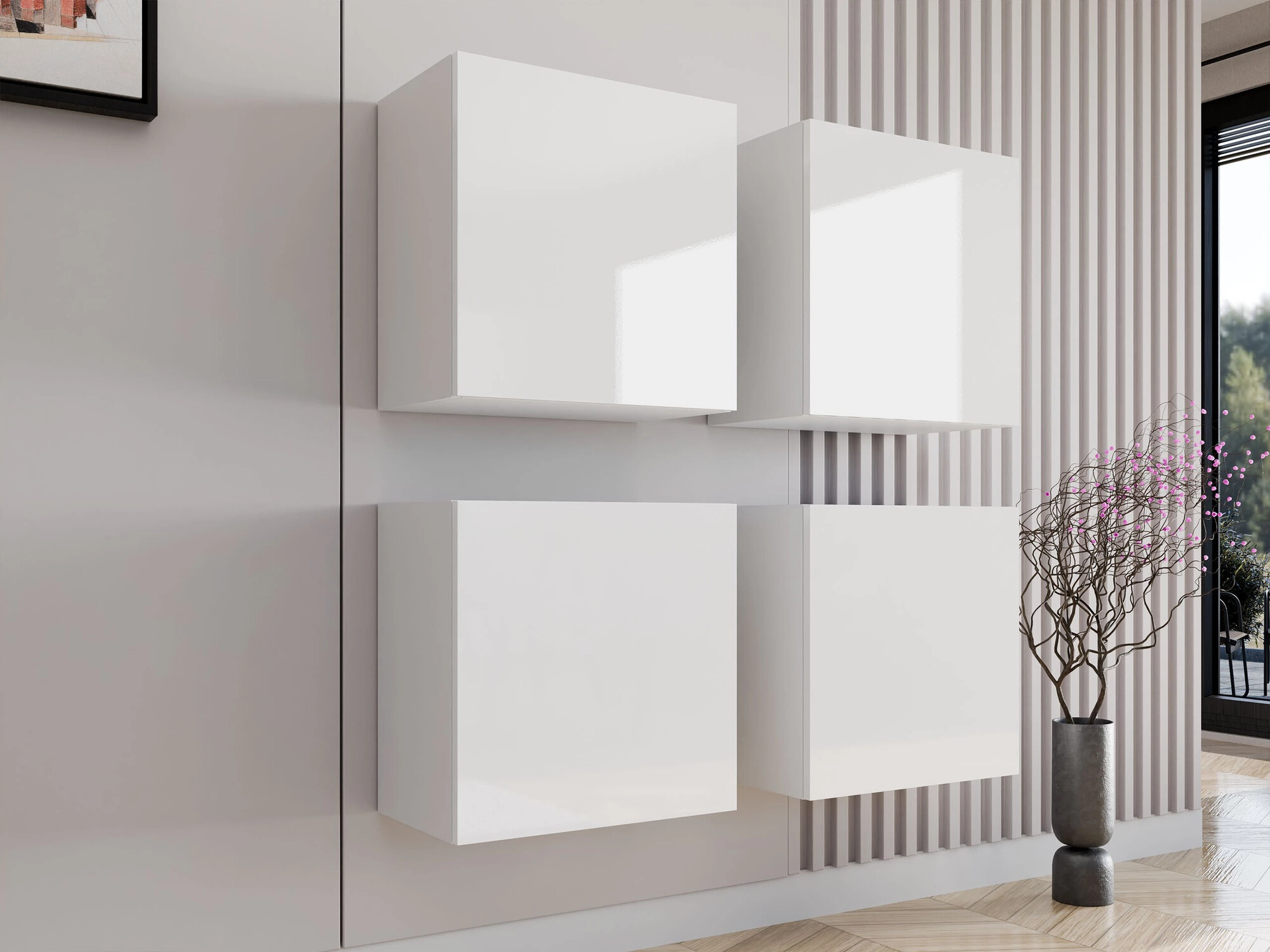 Komplet omaric Venenou 143 (Bela + Sijaj bela)