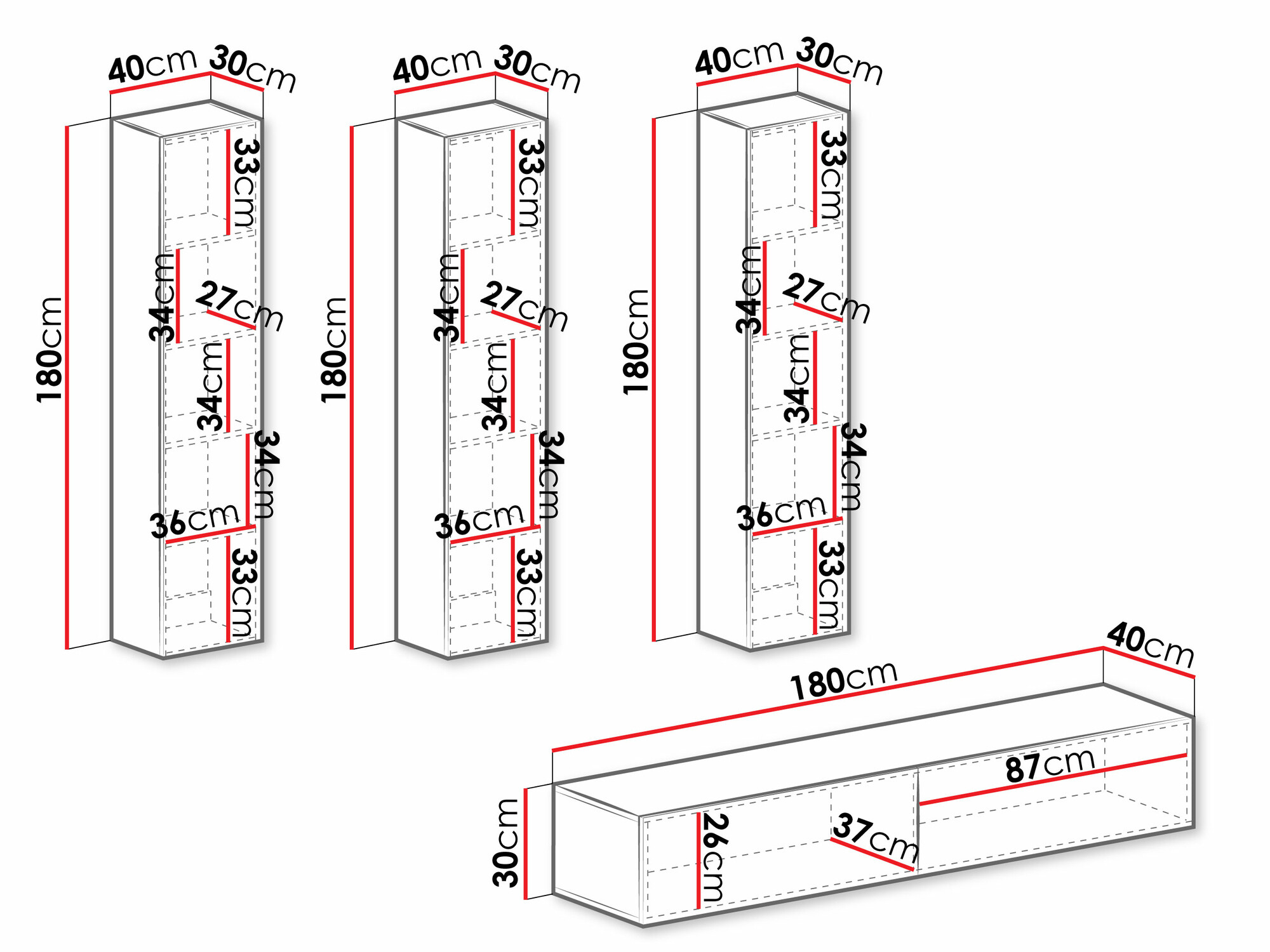 Komplet za dnevno sobo Venenou 100 (Bela + Sijaj bela)