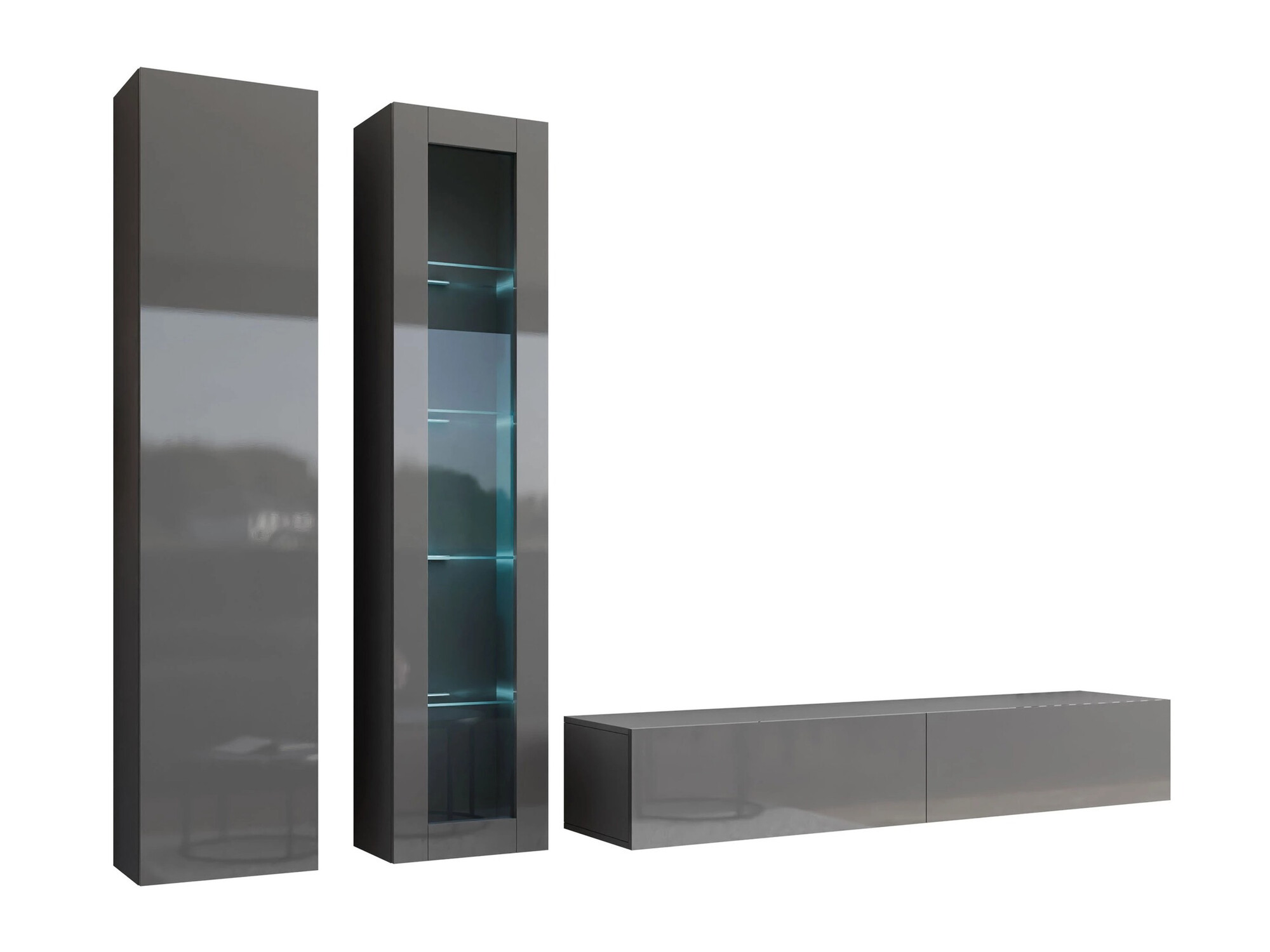 Komplet za dnevno sobo Venenou 102 (Siva + Sijaj siva)