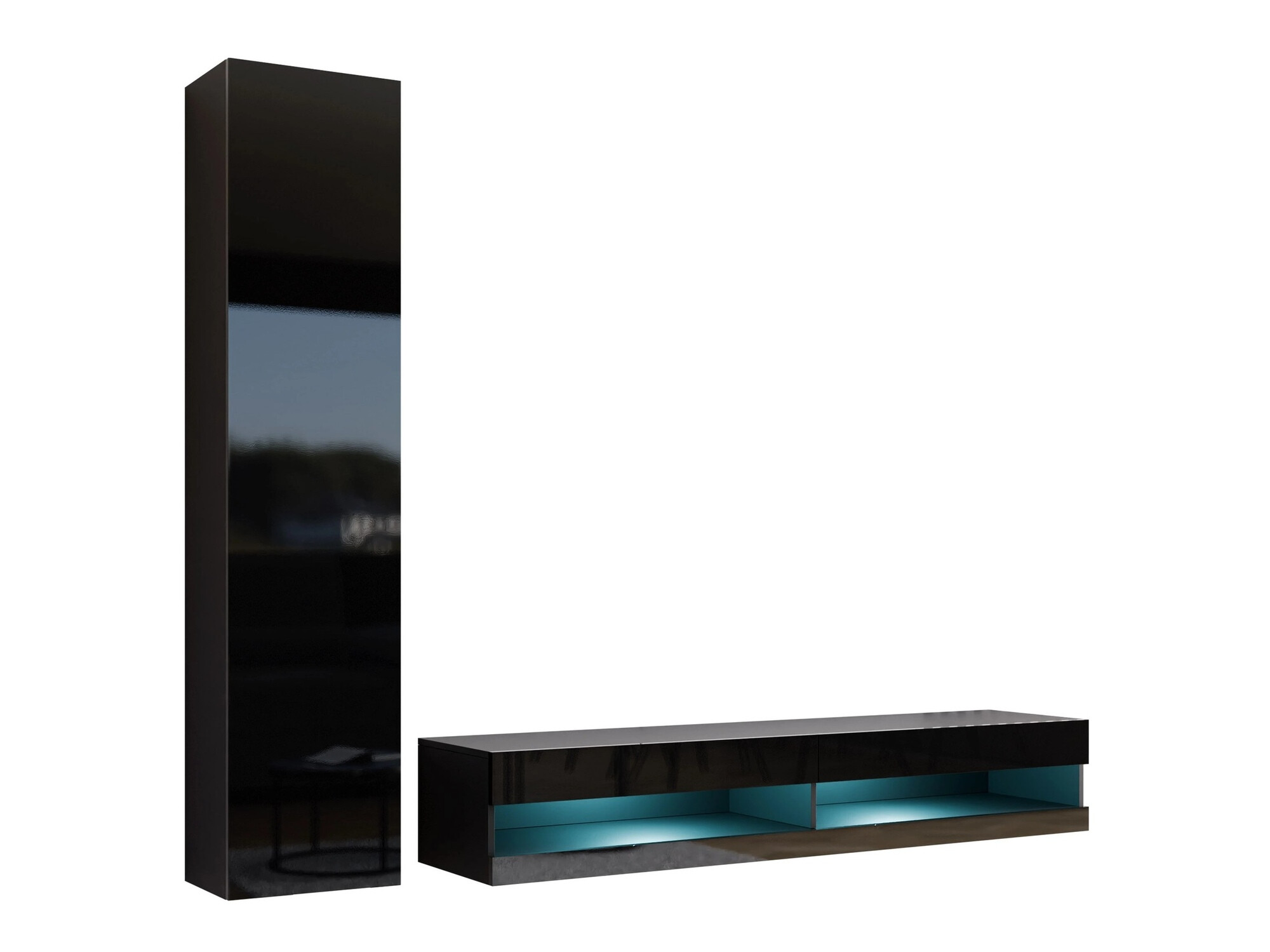 Komplet za dnevno sobo Venenou 114 (Črna + Sijaj črna)