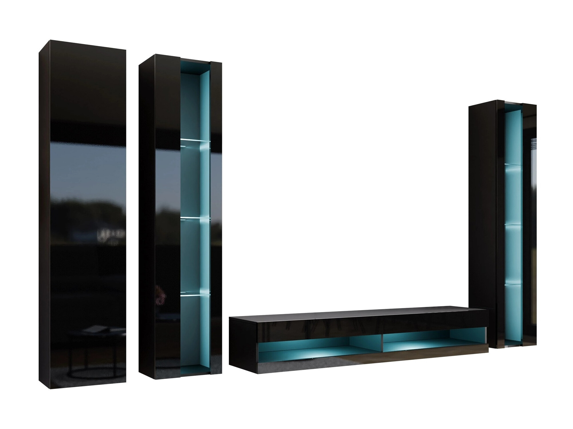 Komplet za dnevno sobo Venenou 116 (Črna + Sijaj črna)