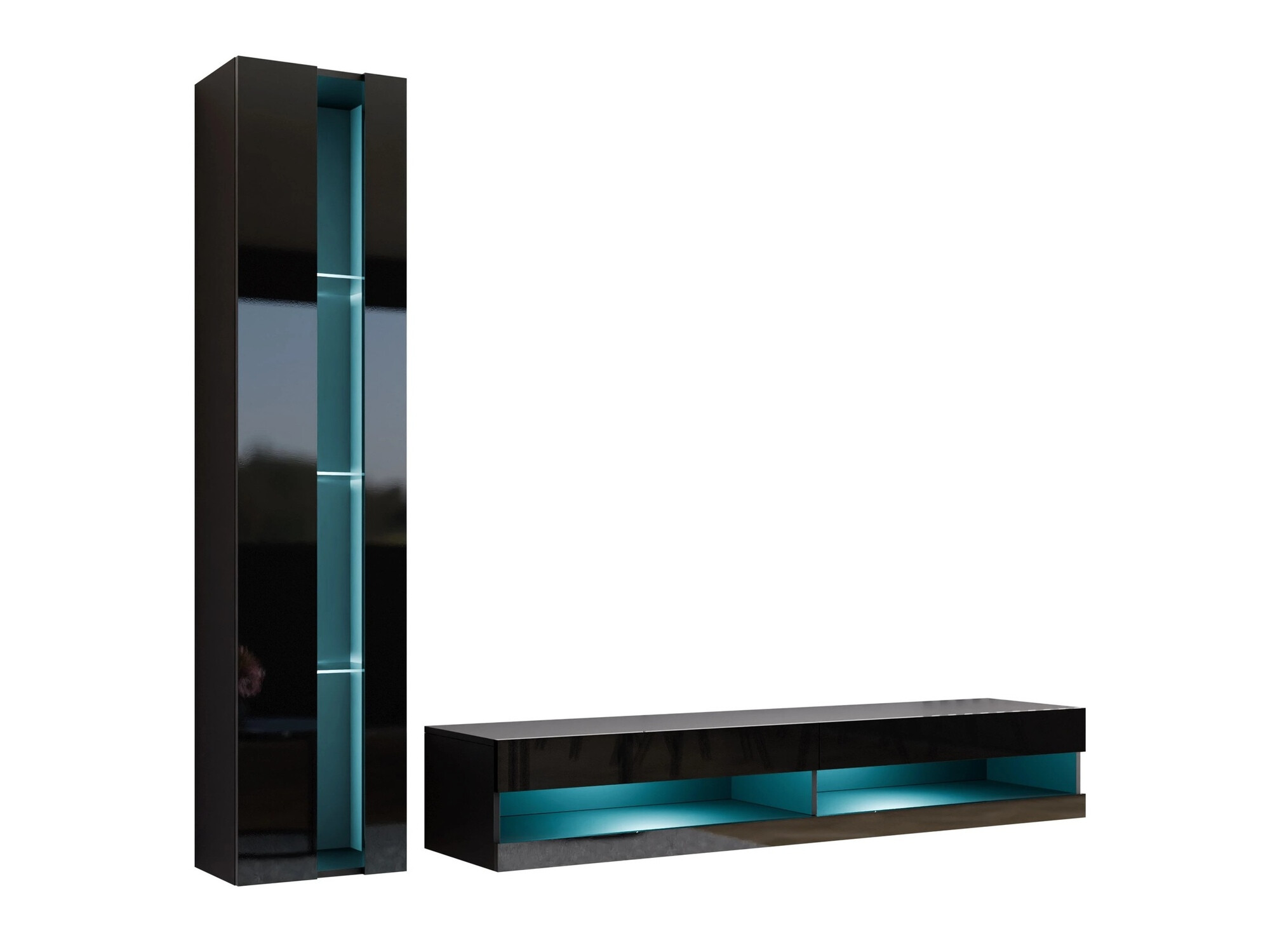 Komplet za dnevno sobo Venenou 118 (Črna + Sijaj črna)