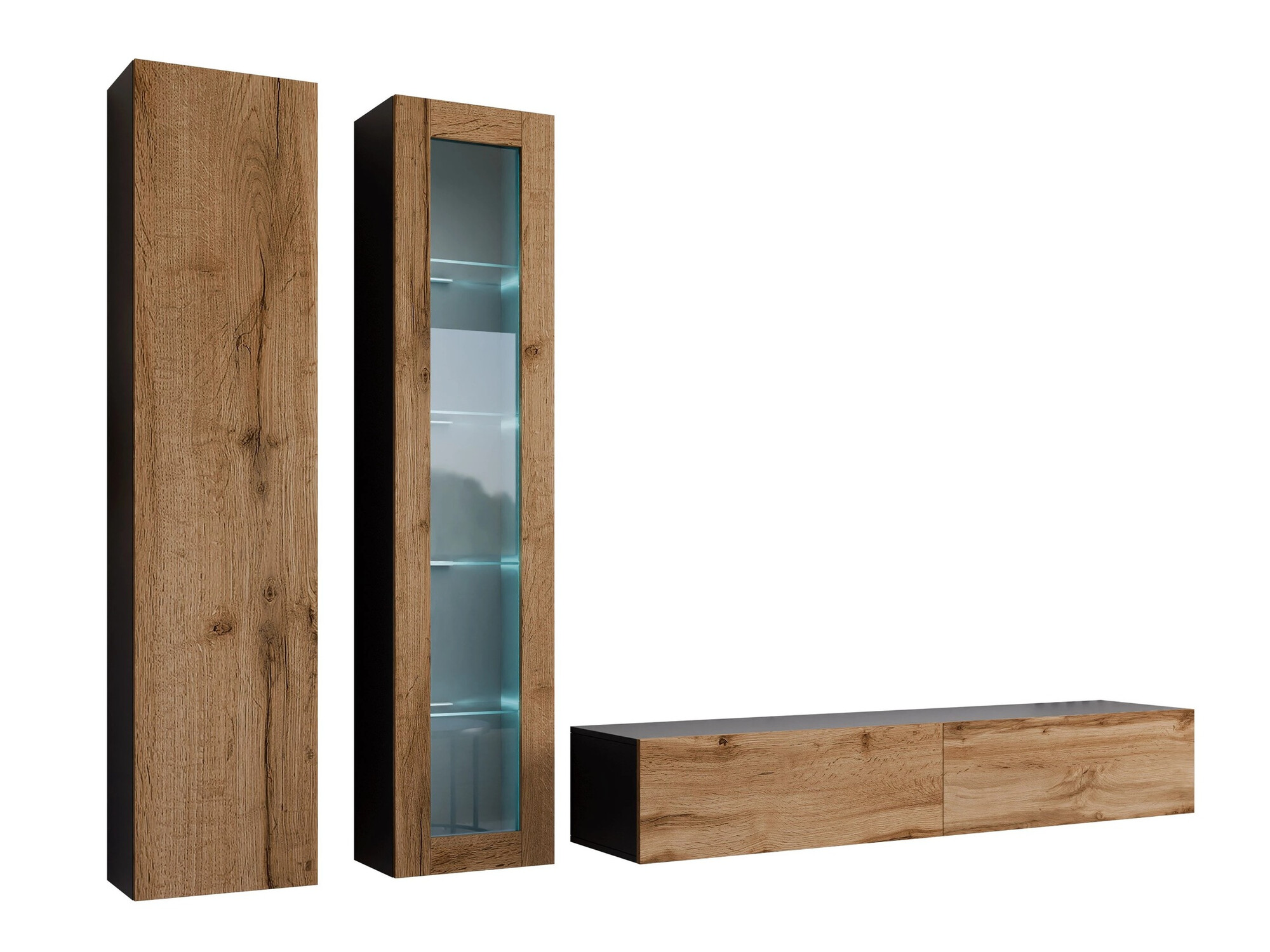 Komplet za dnevno sobo Vilrin I (Črna + Wotan hrast)