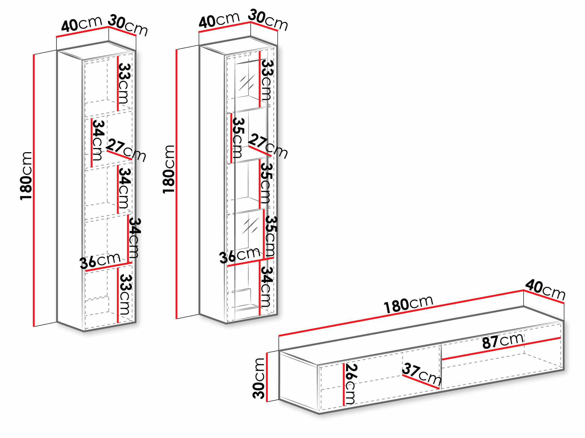 Komplet za dnevno sobo Vilrin I (Črna + Wotan hrast)