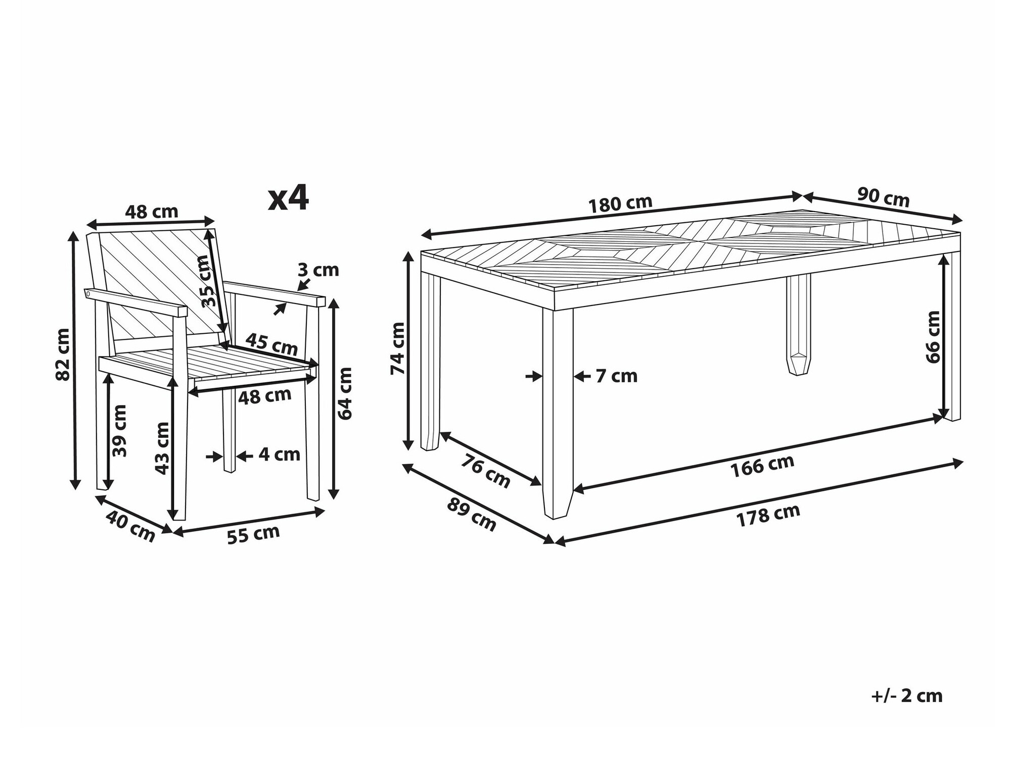 Komplet mize in stolov Camenou 108