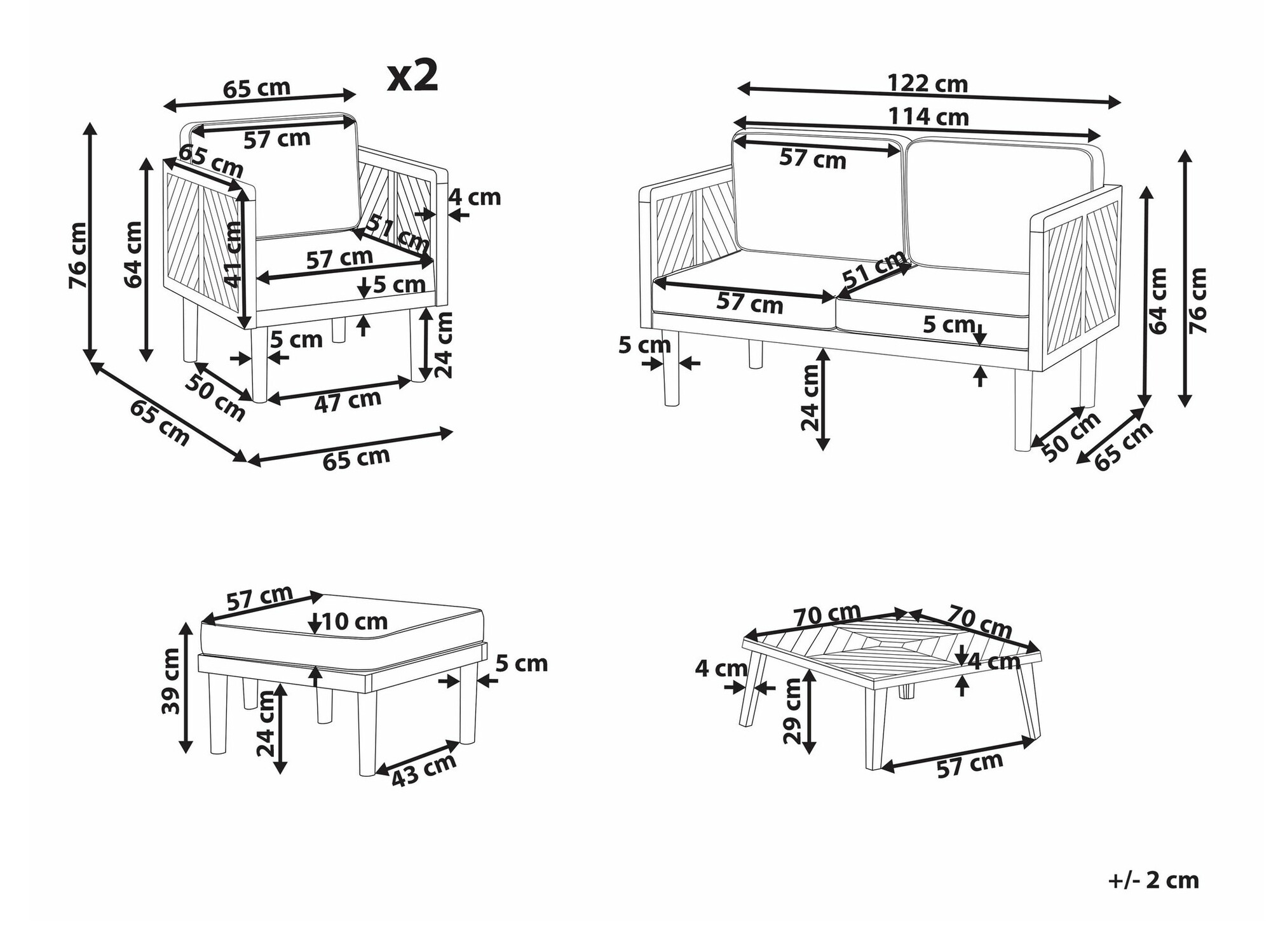 Komplet vrtnega pohištva Camenou 112