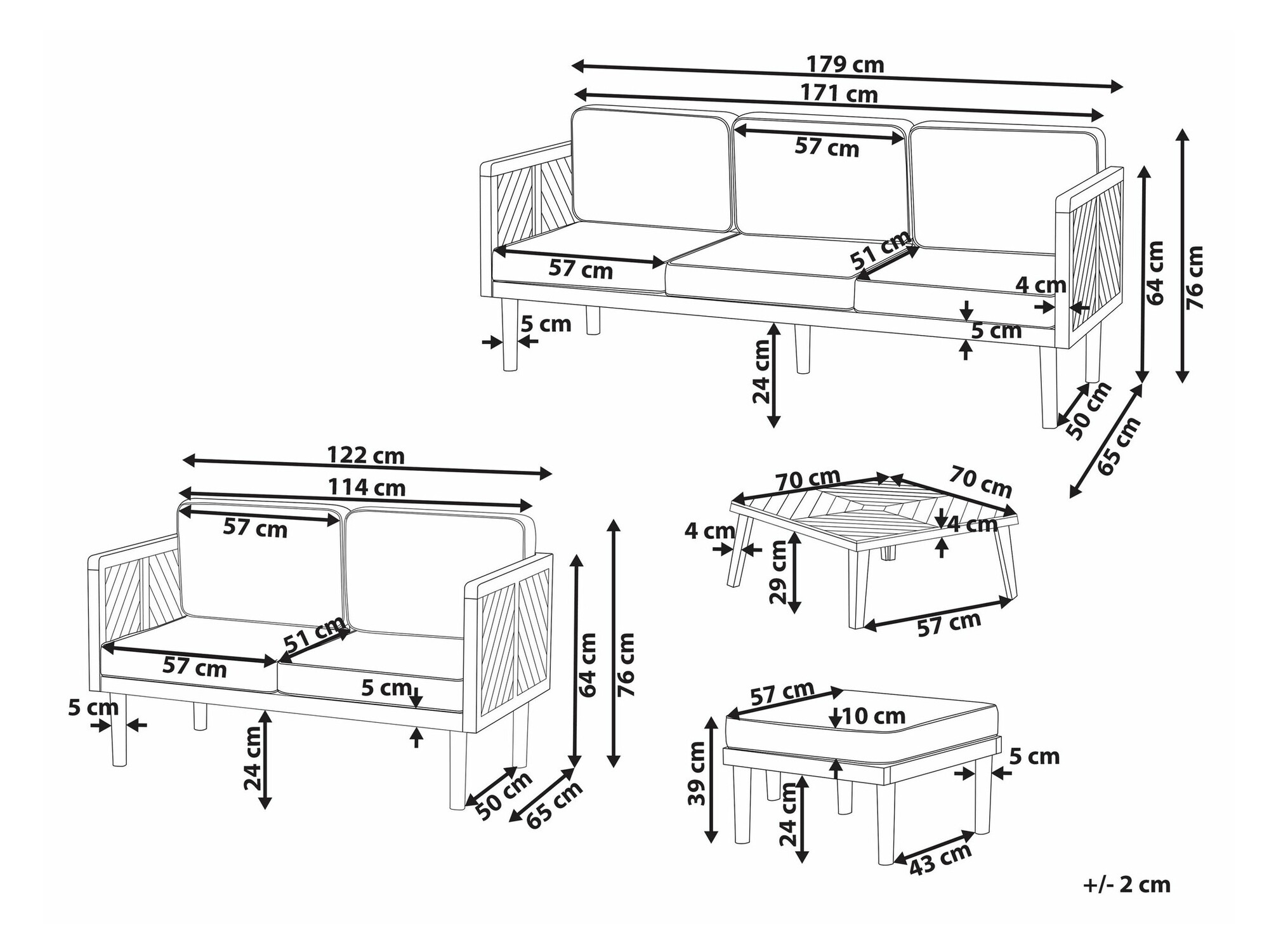 Komplet vrtnega pohištva Camenou 113