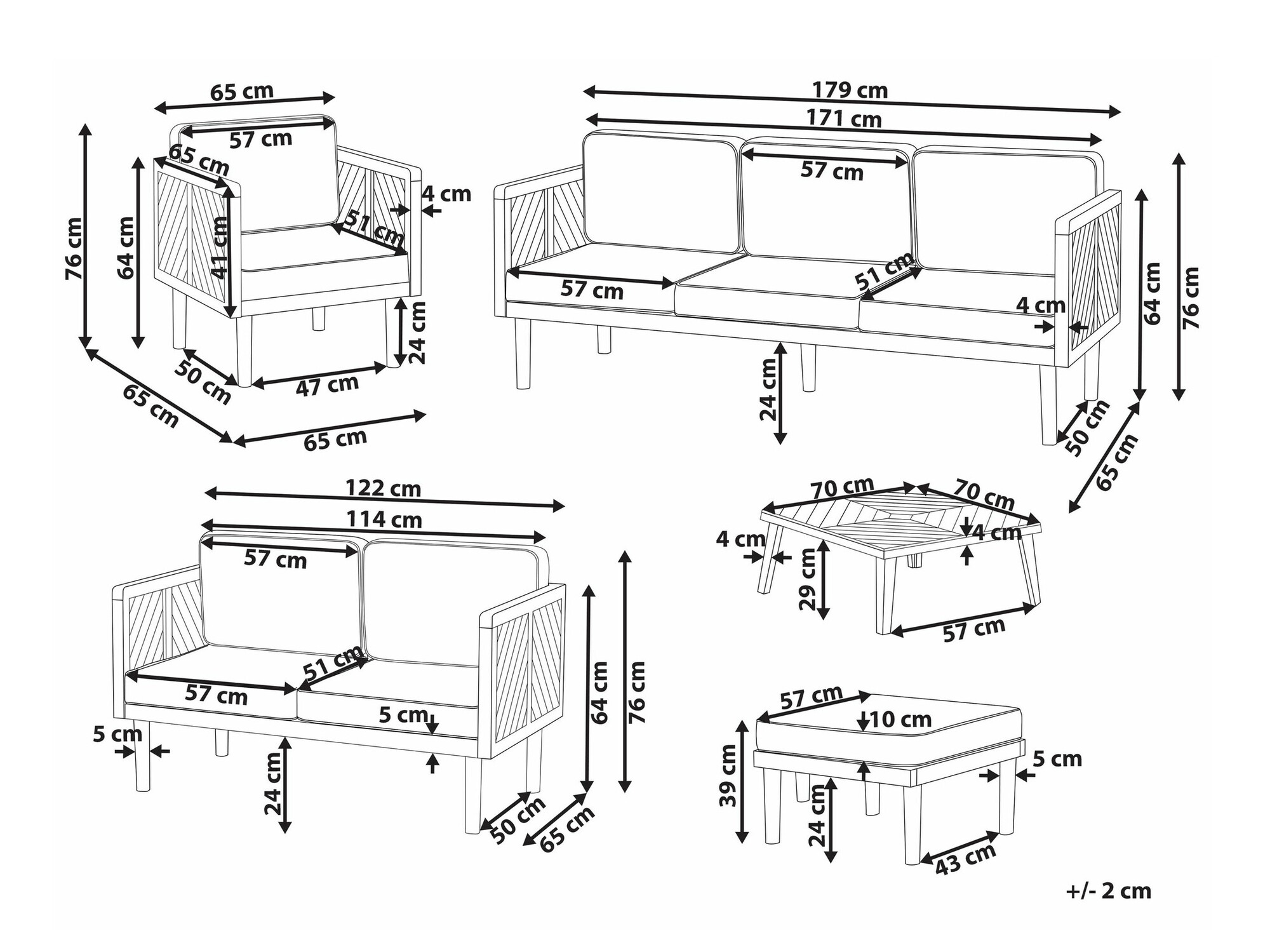 Komplet vrtnega pohištva Camenou 115