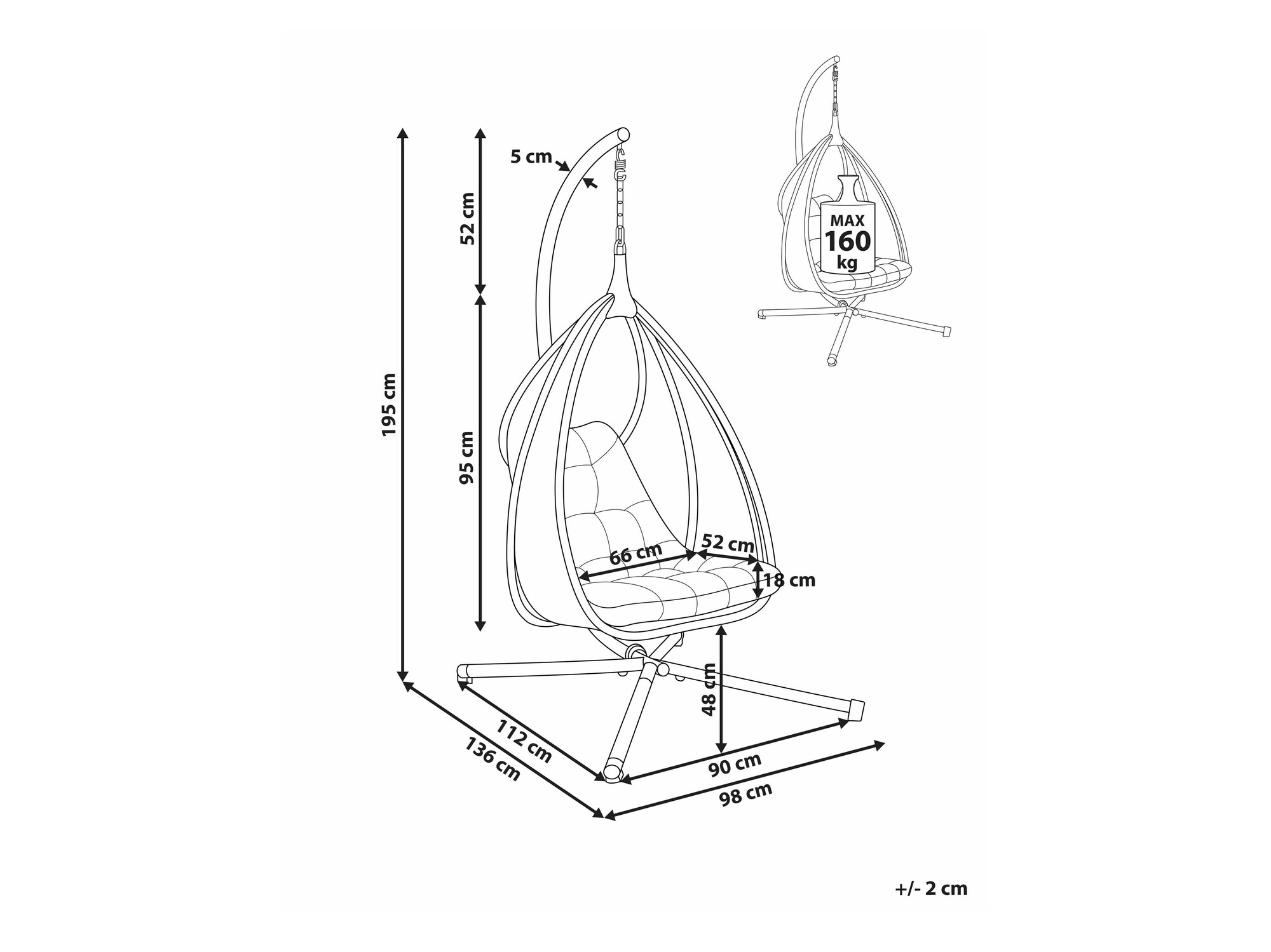 Viseči stol Berwyn 2669 (Temno siva)